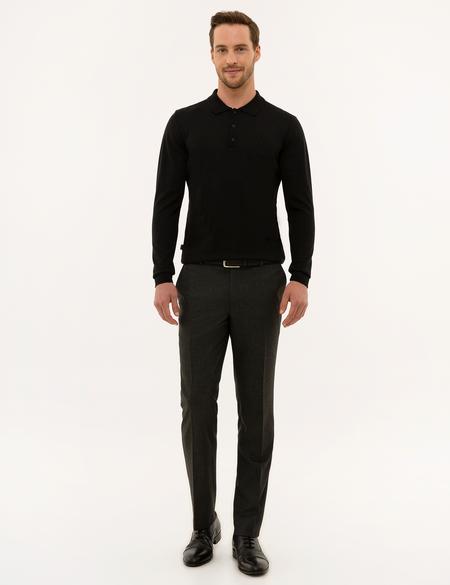 Siyah Slim Fit Basic Kazak - 50227023007