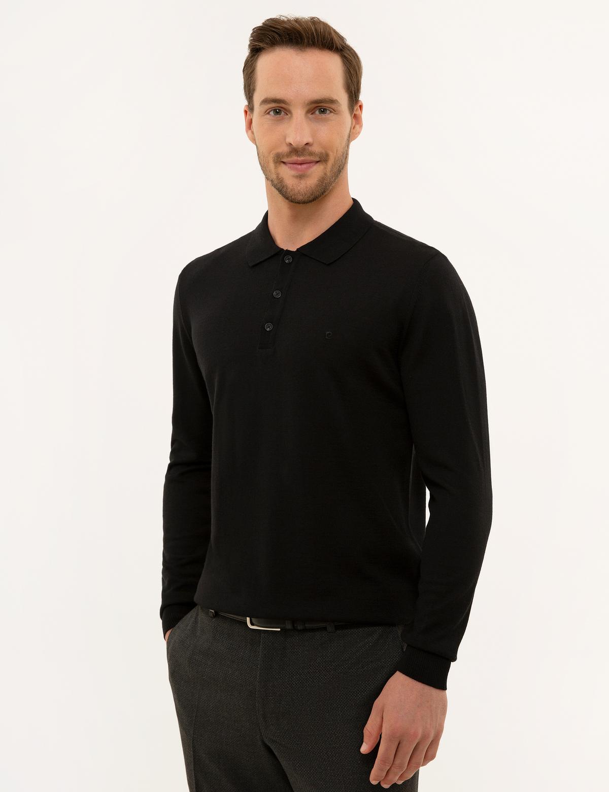 Siyah Slim Fit Basic Kazak - 50227023007