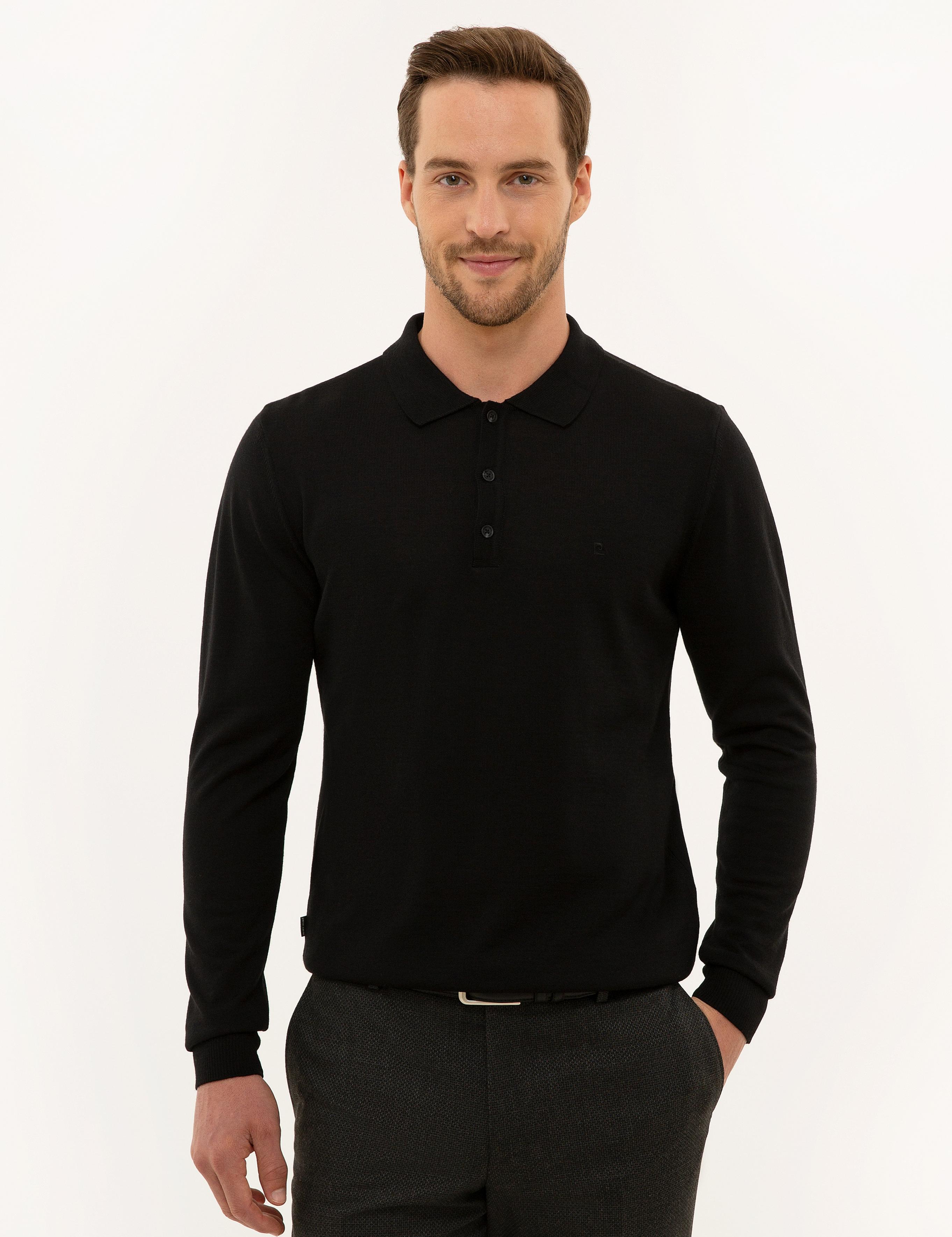 Siyah Slim Fit Basic Kazak