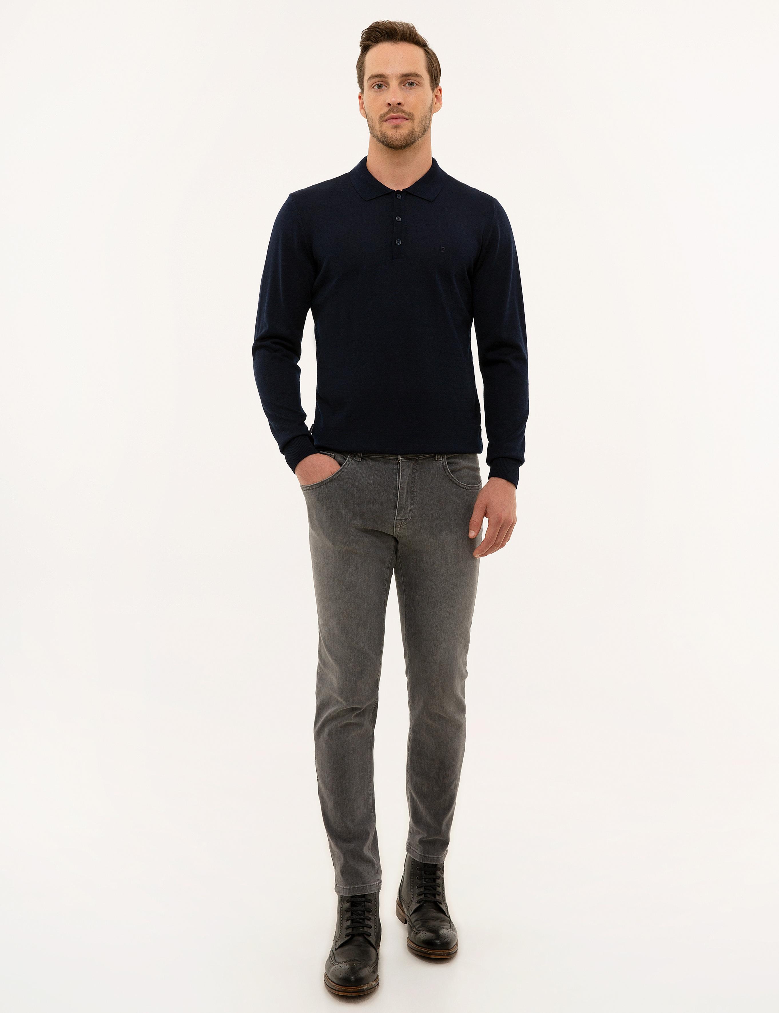 Lacivert Slim Fit Basic Kazak