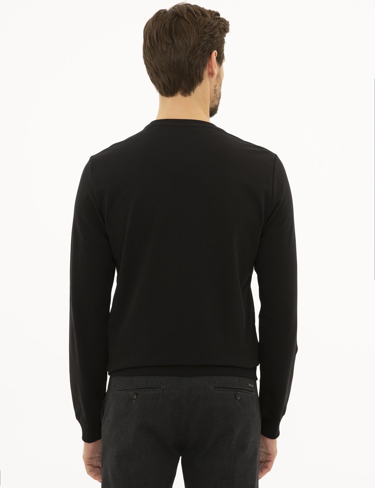 Siyah Standart Fit Bisiklet Yaka Sweatshirt - 50227574002