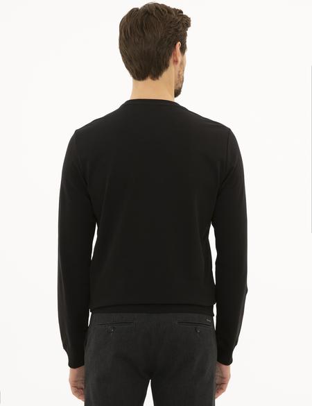 Siyah Standart Fit Bisiklet Yaka Sweatshirt - 50227574002