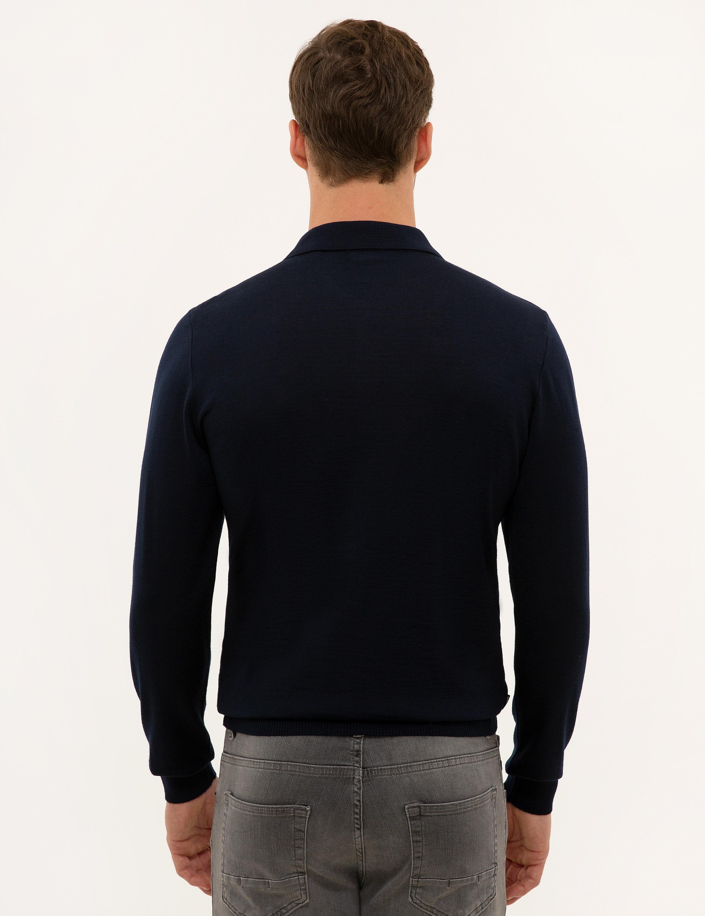 Lacivert Slim Fit Basic Kazak