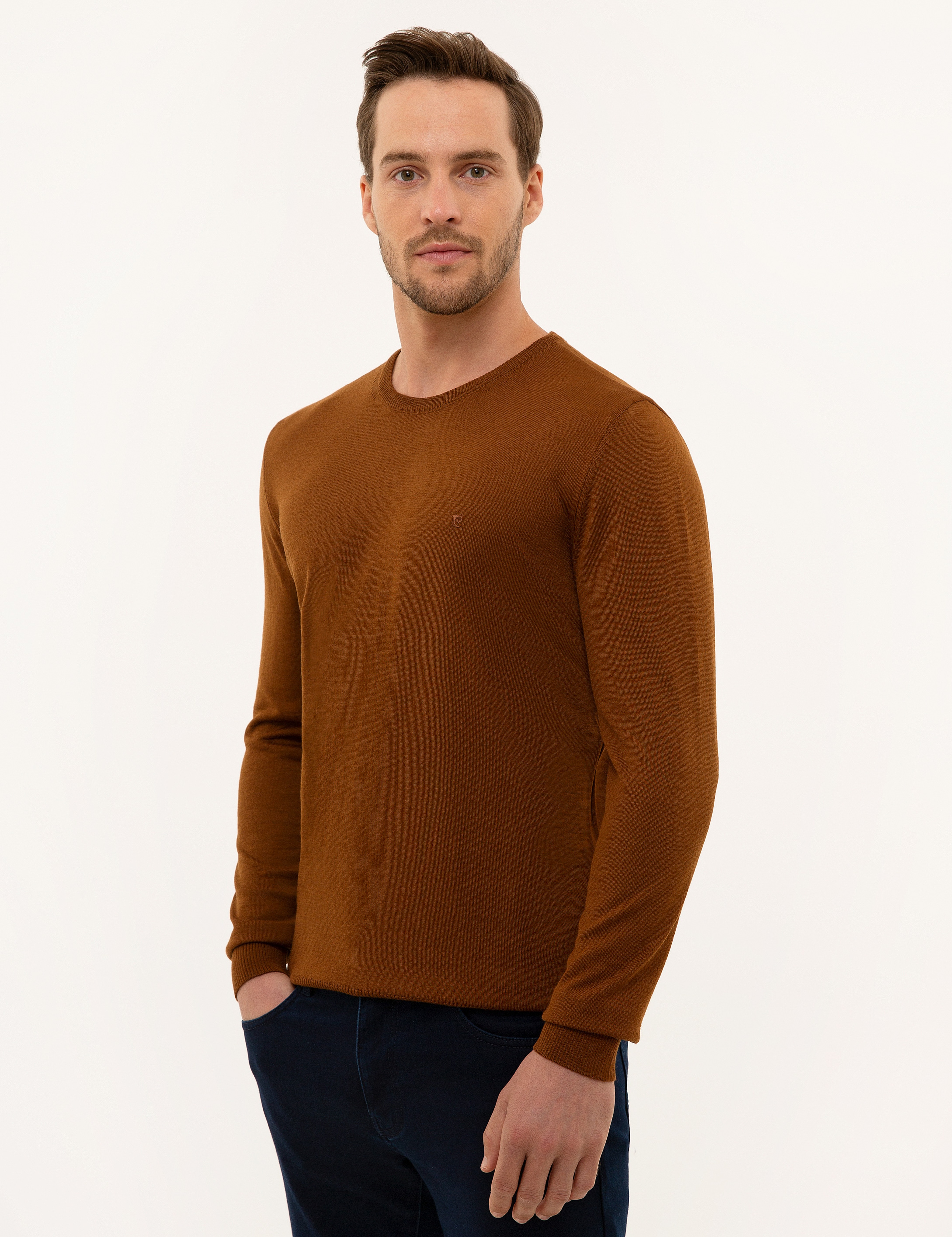 Taba Slim Fit Bisiklet Yaka Basic Triko Kazak - Image 3