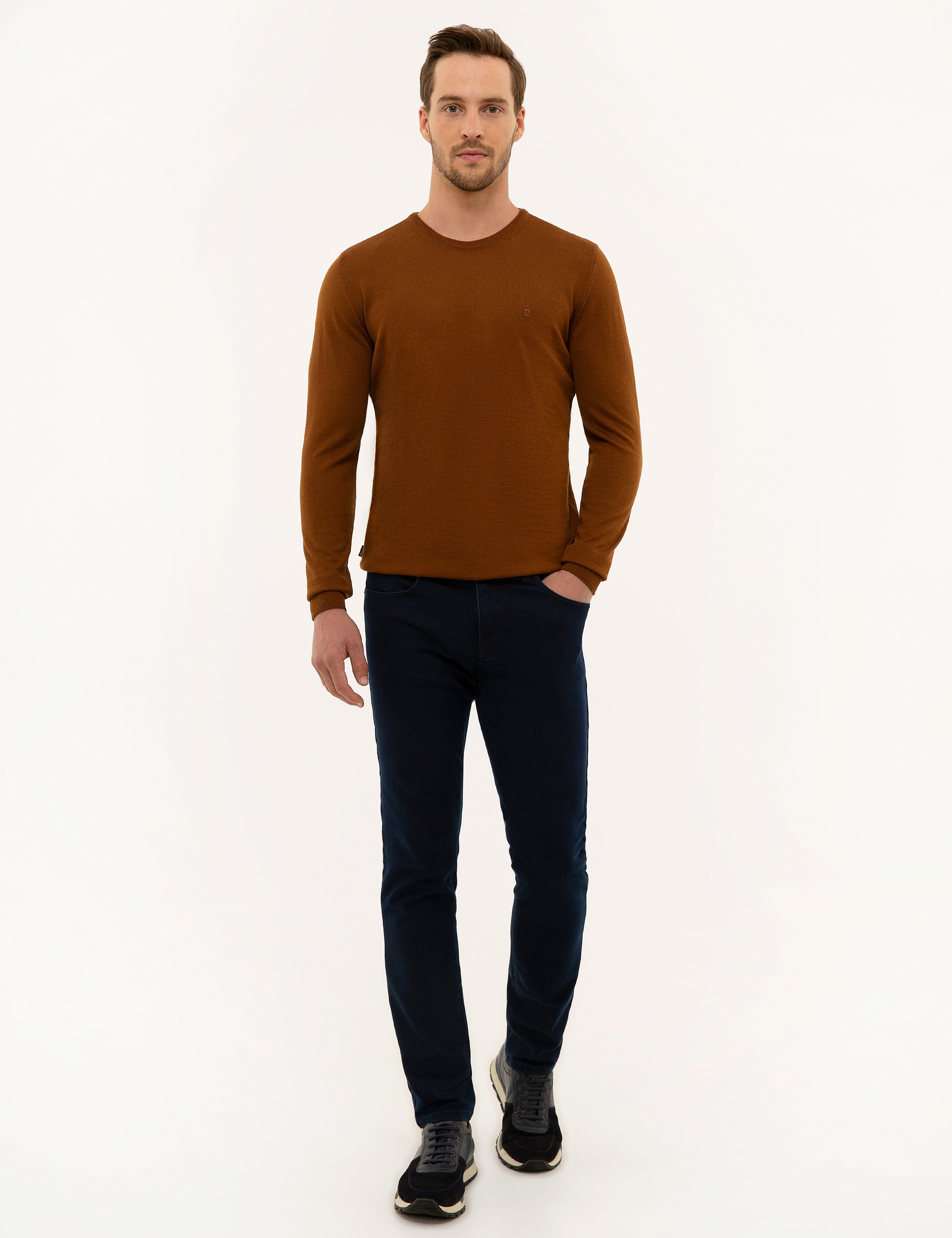 Taba Slim Fit Bisiklet Yaka Basic Triko Kazak - Image 5