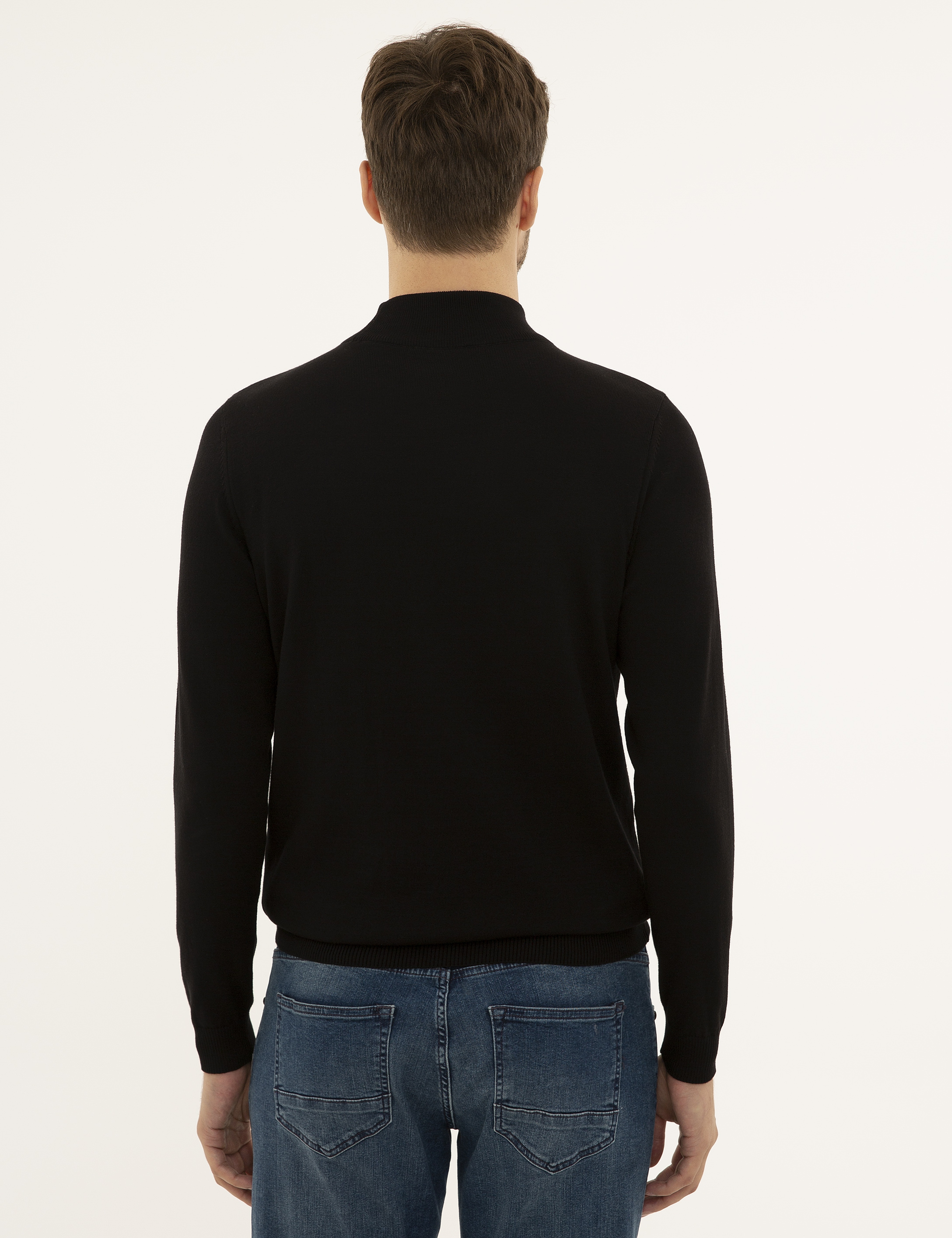 Siyah Slim Fit Basic Kazak