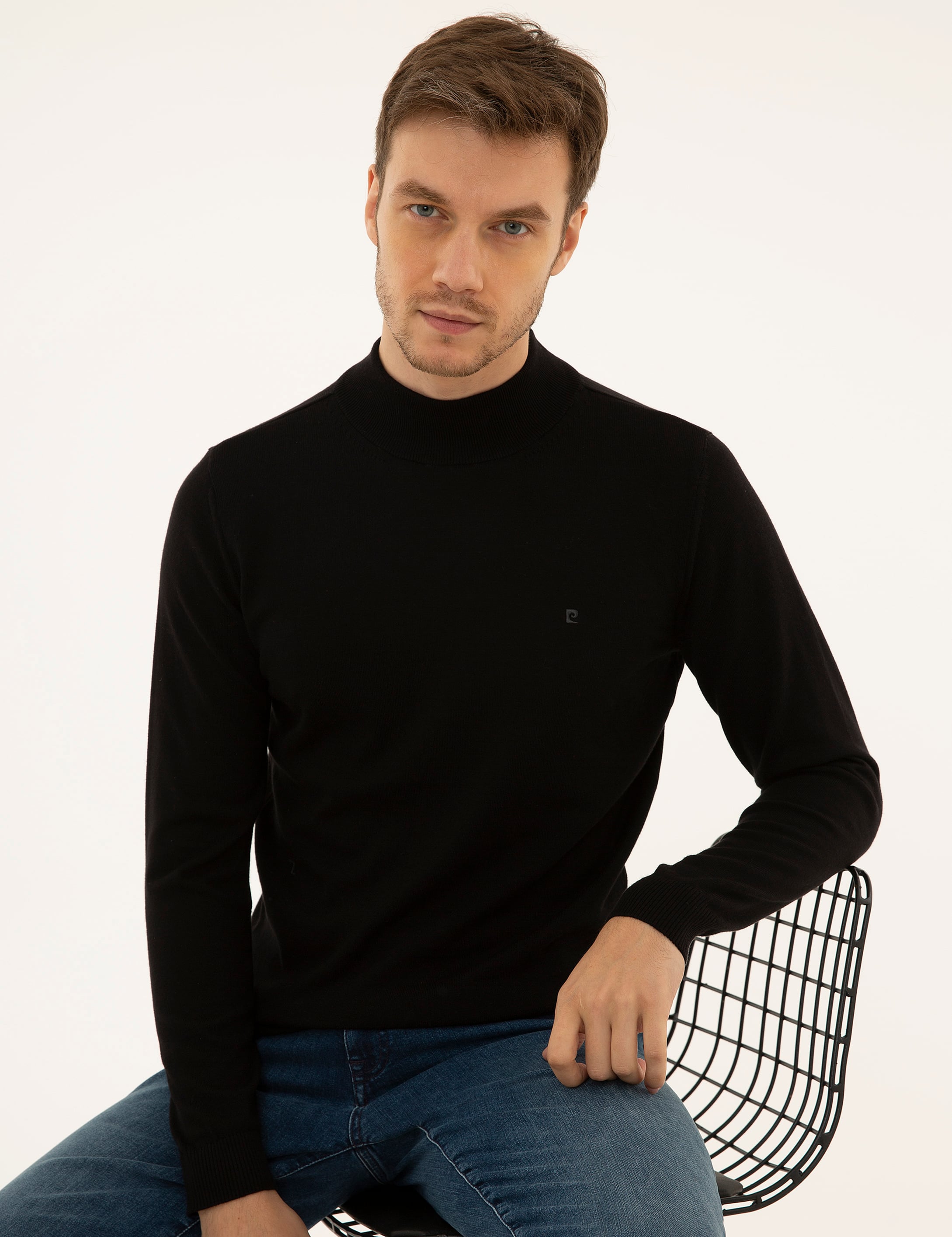 Siyah Slim Fit Basic Kazak