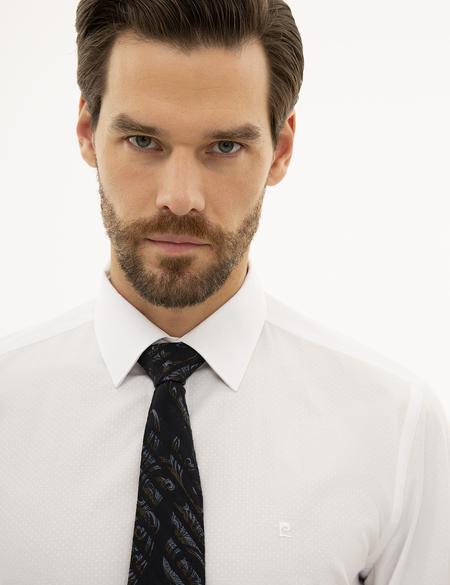 Beyaz Slim Fit Armürlü Gömlek - 50233532011