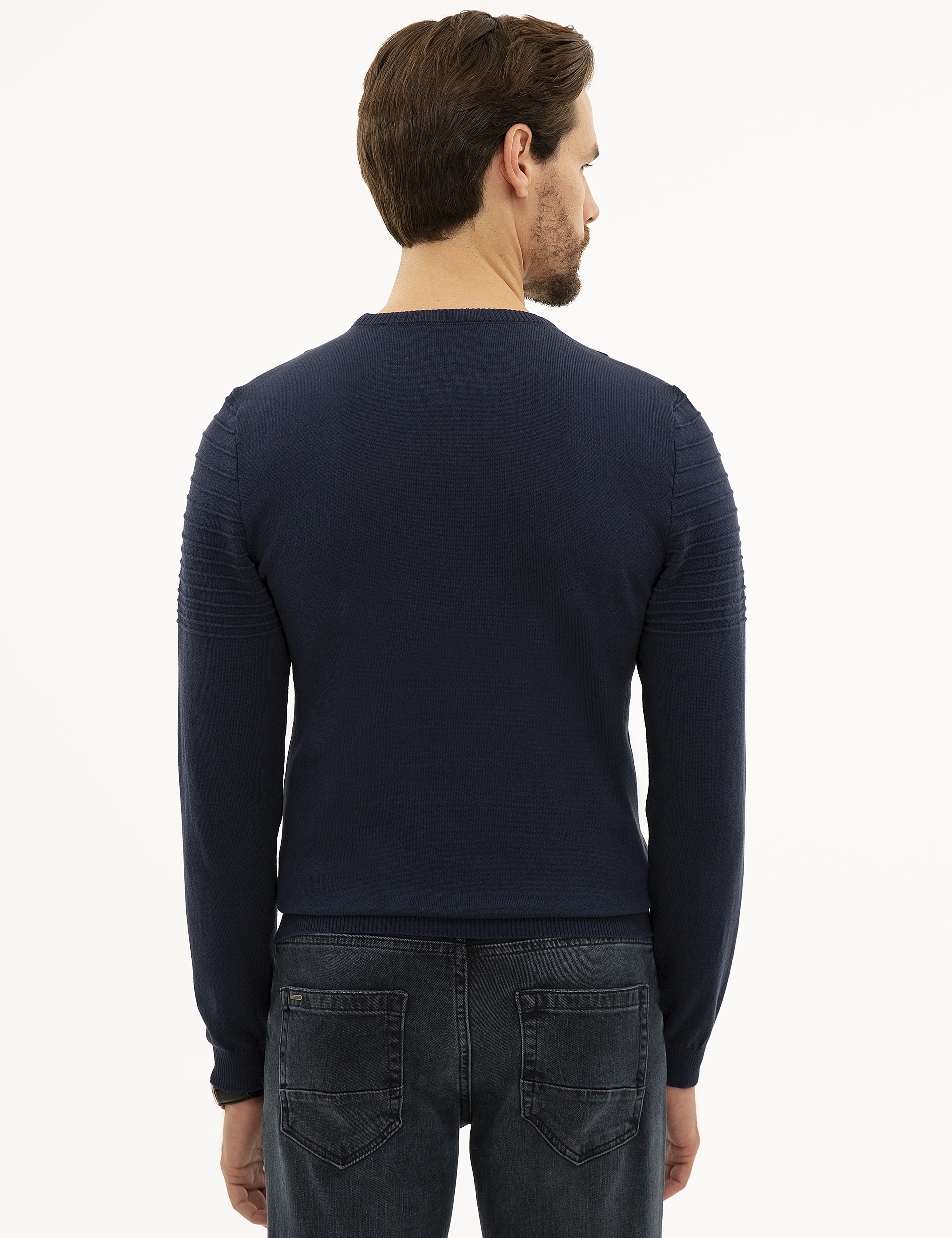 Lacivert Slim Fit Triko Kazak