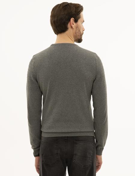 Gri Melanj Slim Fit Triko Kazak - 50233715021