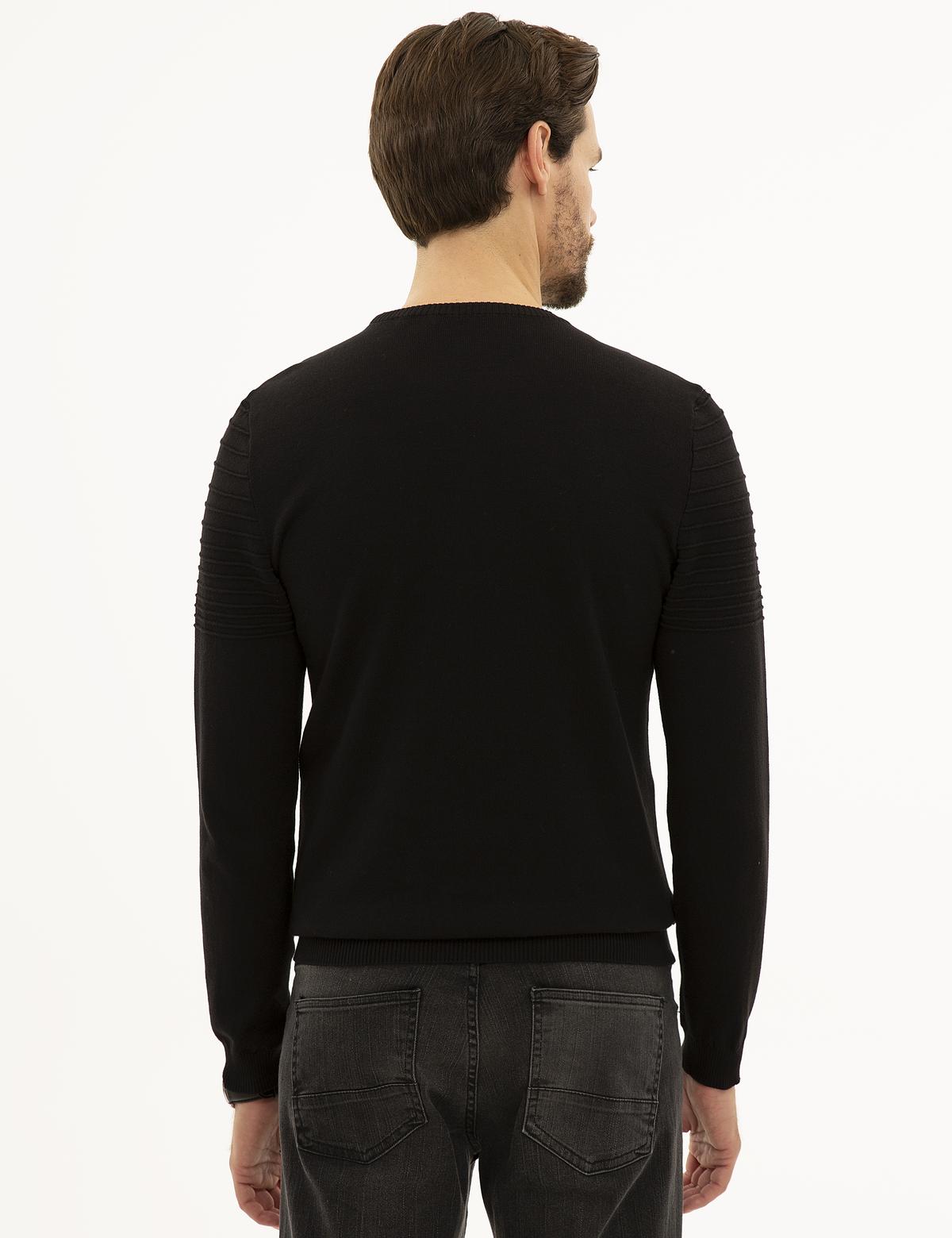 Siyah Slim Fit Triko Kazak - 50233715011