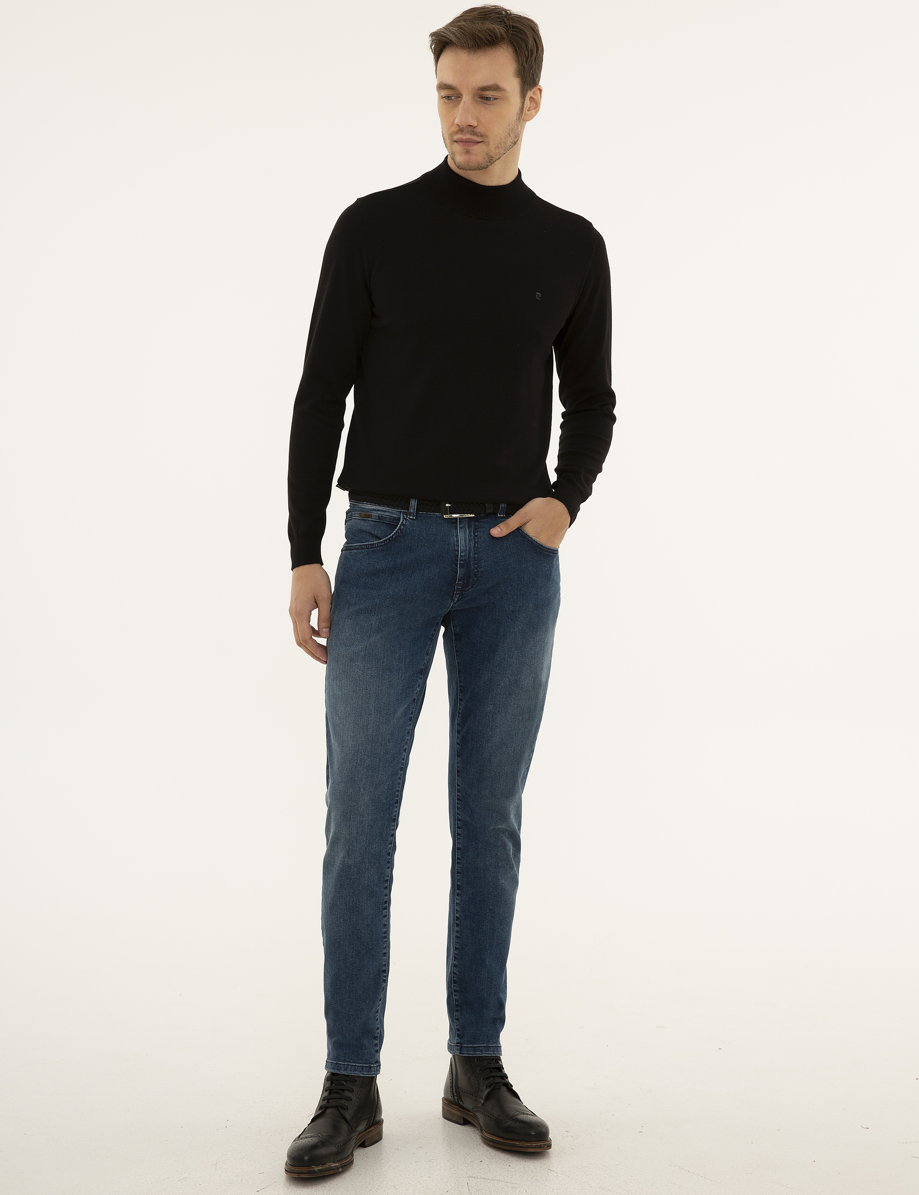 Siyah Slim Fit Basic Kazak