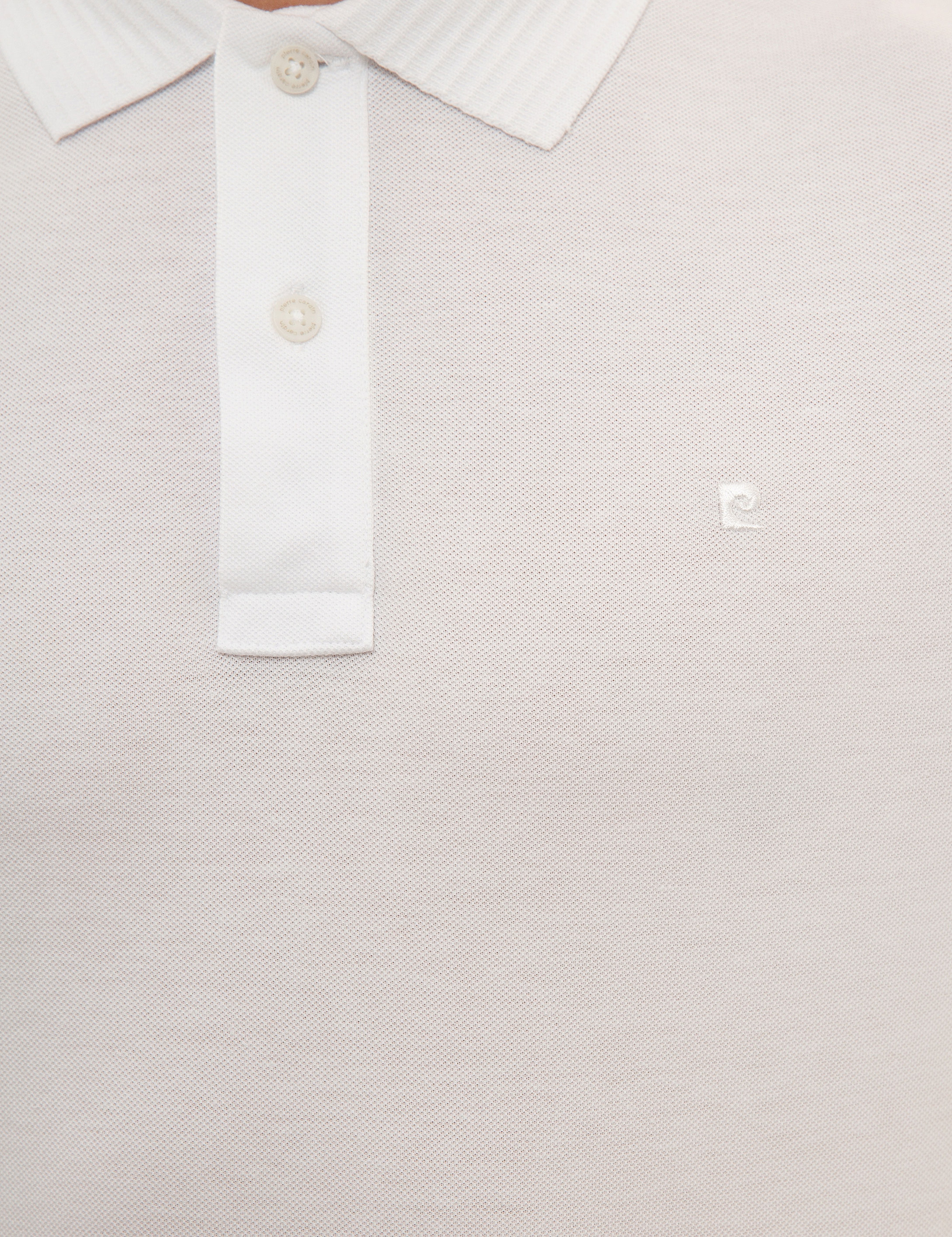 Beyaz Slim Fit Polo Yaka Basic T-Shirt - Image 5