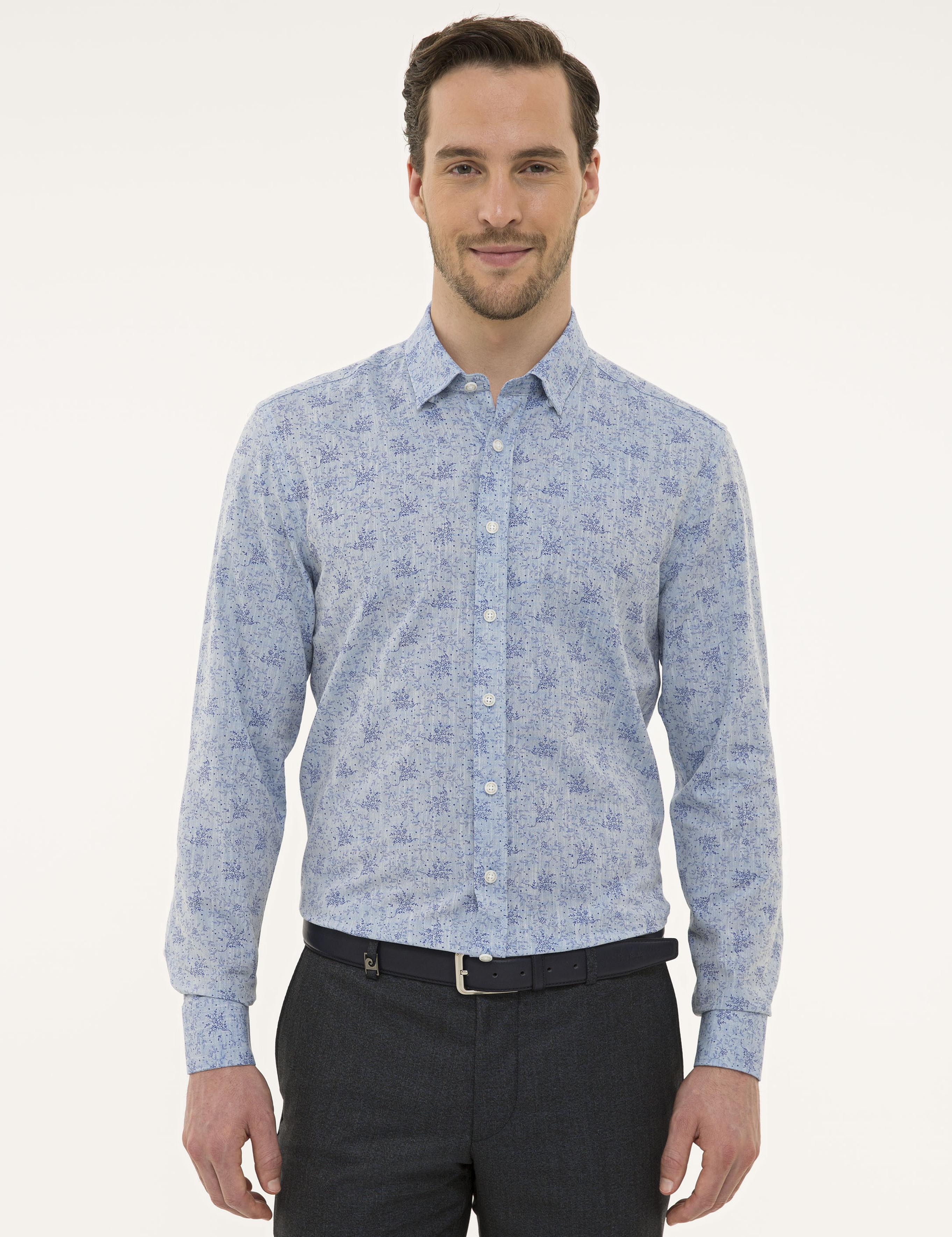 Açık Mavi Slim Fit Uzun Kollu Gömlek