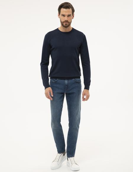 Lacivert Slim Fit Bisiklet Yaka Basic Triko Kazak - 50230805009