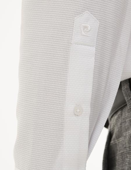 Beyaz Slim Fit Armürlü Gömlek - 50233547001