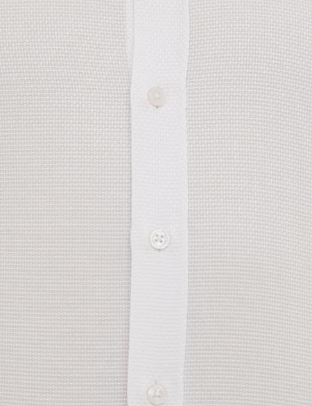 Beyaz Slim Fit Armürlü Gömlek - 50233547001