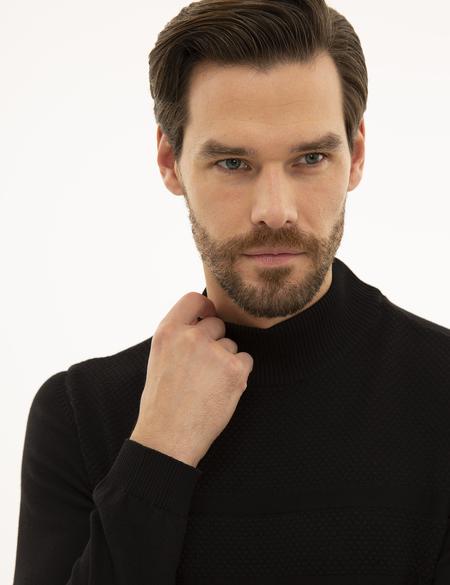 Siyah Slim Fit Triko Kazak - 50233719026