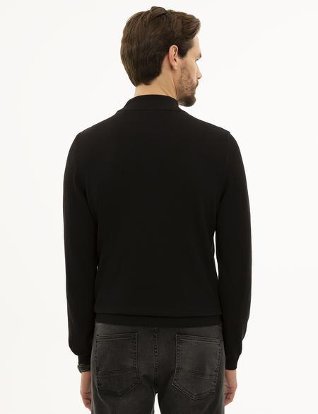 Siyah Slim Fit Triko Kazak - 50233719026