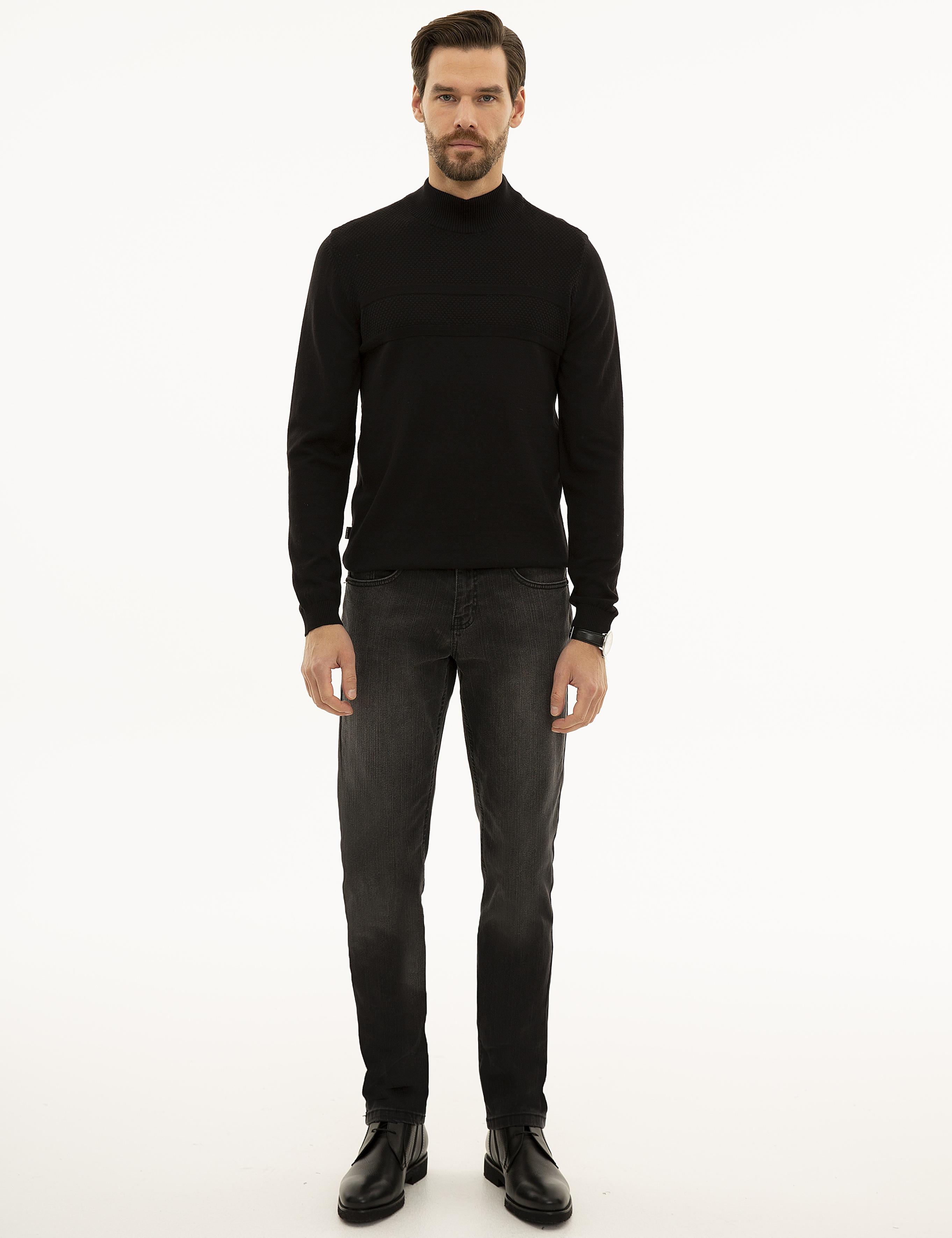 Siyah Slim Fit Triko Kazak