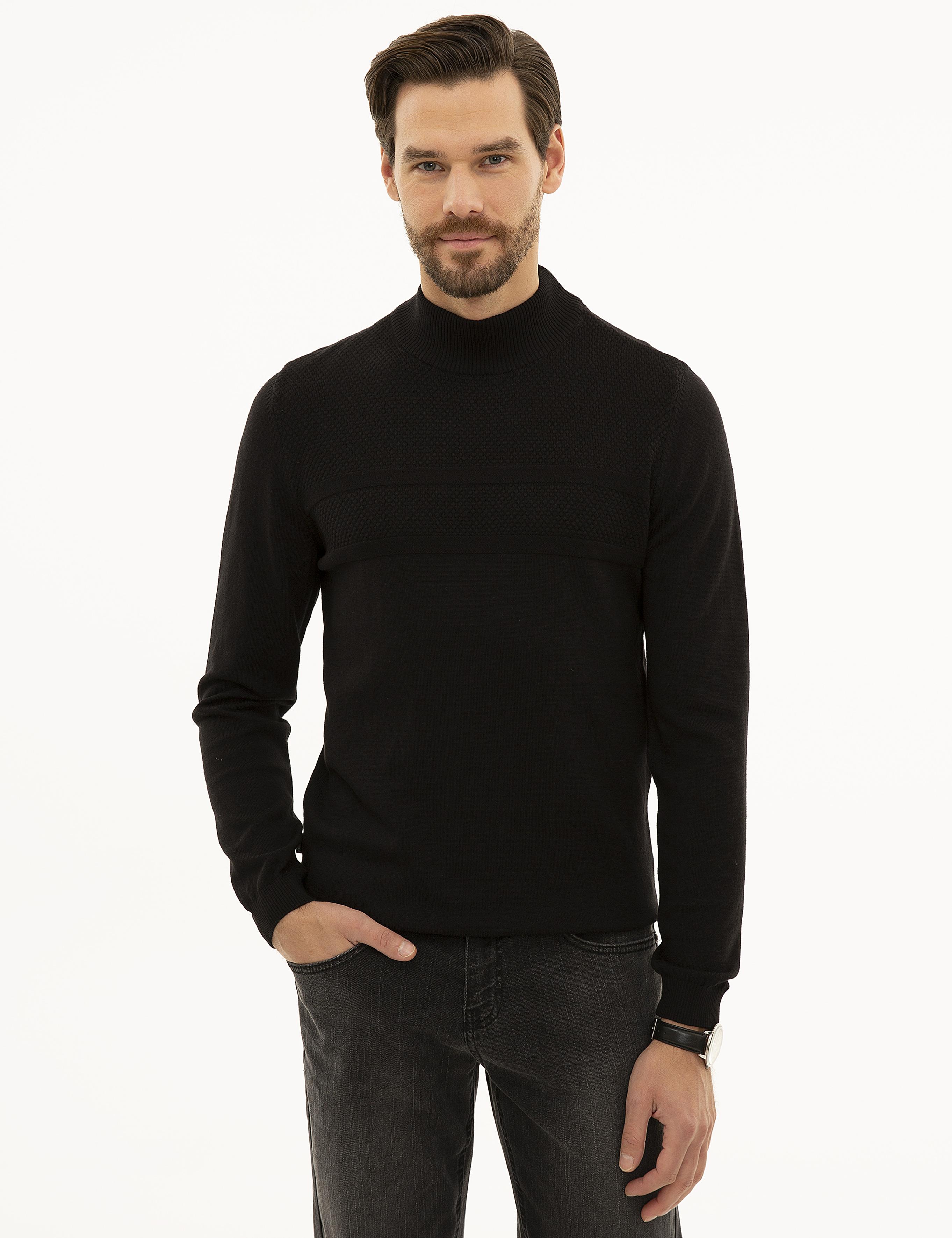 Siyah Slim Fit Triko Kazak