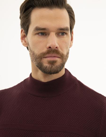 Bordo Slim Fit Triko Kazak - 50233719016