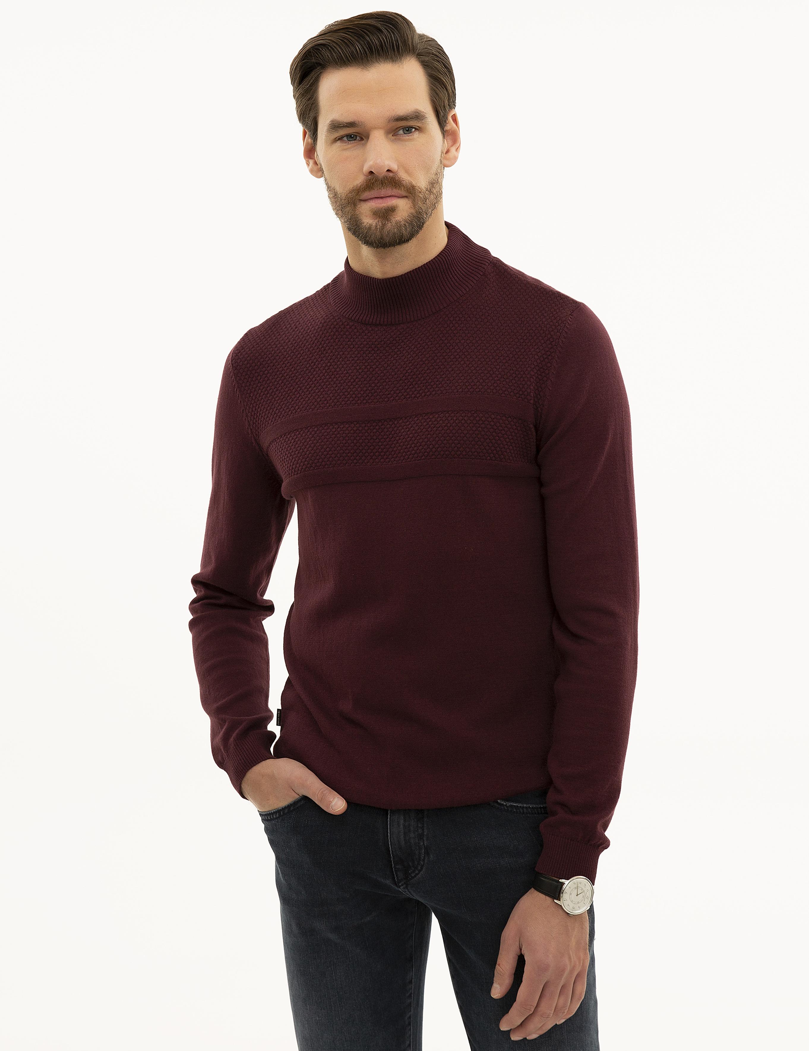 Bordo Slim Fit Triko Kazak