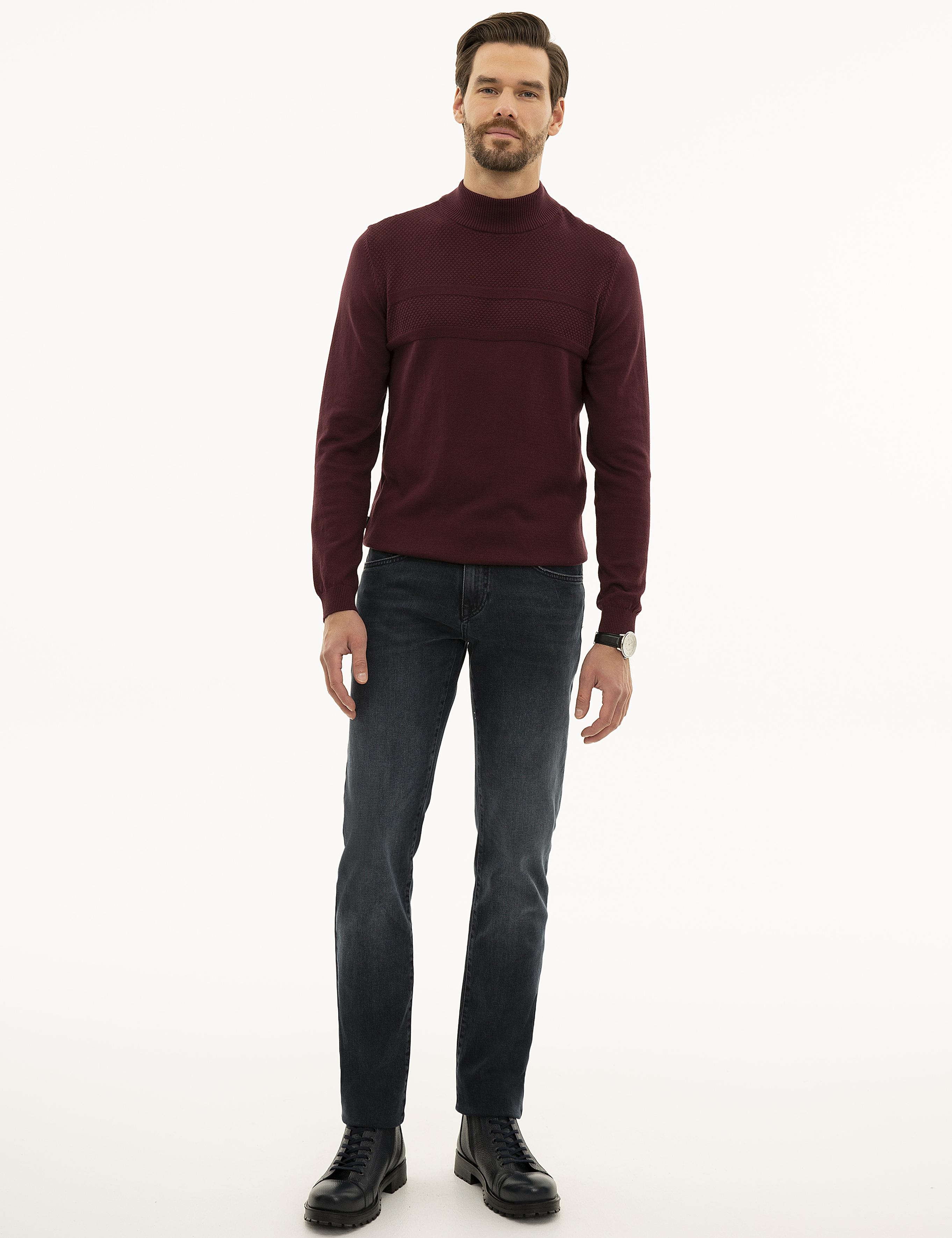 Bordo Slim Fit Triko Kazak