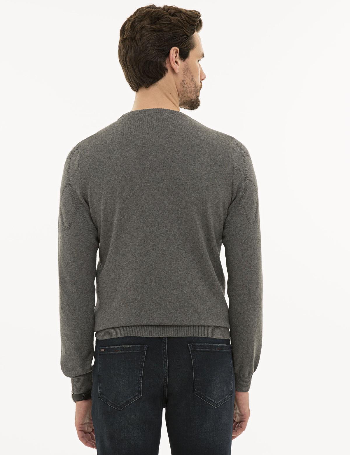 Gri Melanj Slim Fit Triko Kazak - 50233736013