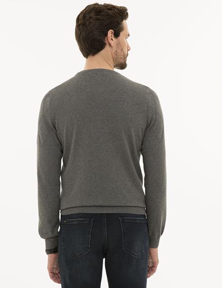 Gri Melanj Slim Fit Triko Kazak - 50233736013