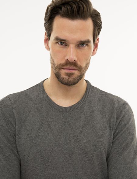 Gri Melanj Slim Fit Triko Kazak - 50233736013