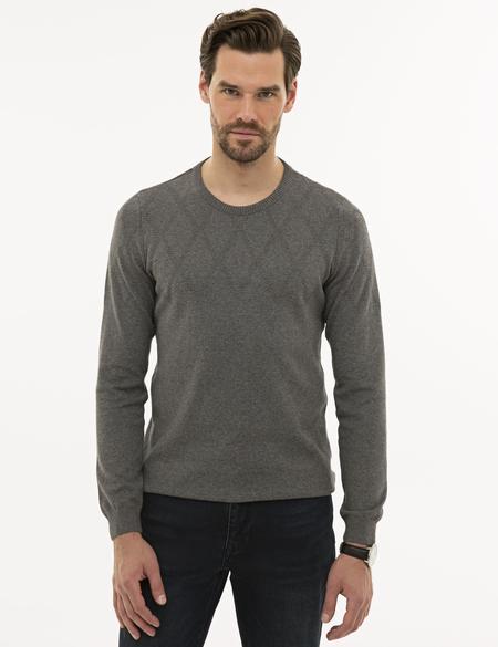 Gri Melanj Slim Fit Triko Kazak - 50233736013