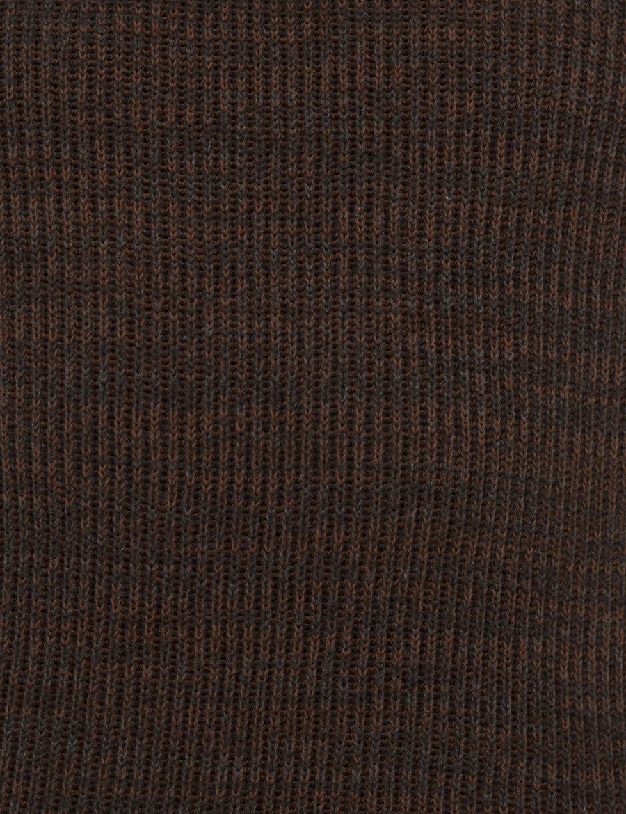 Kahverengi Slim Fit Bisiklet Yaka Triko Kazak