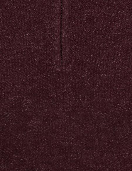 Bordo Slim Fit Fermuarlı Dik Yaka Triko Kazak - 50228389047