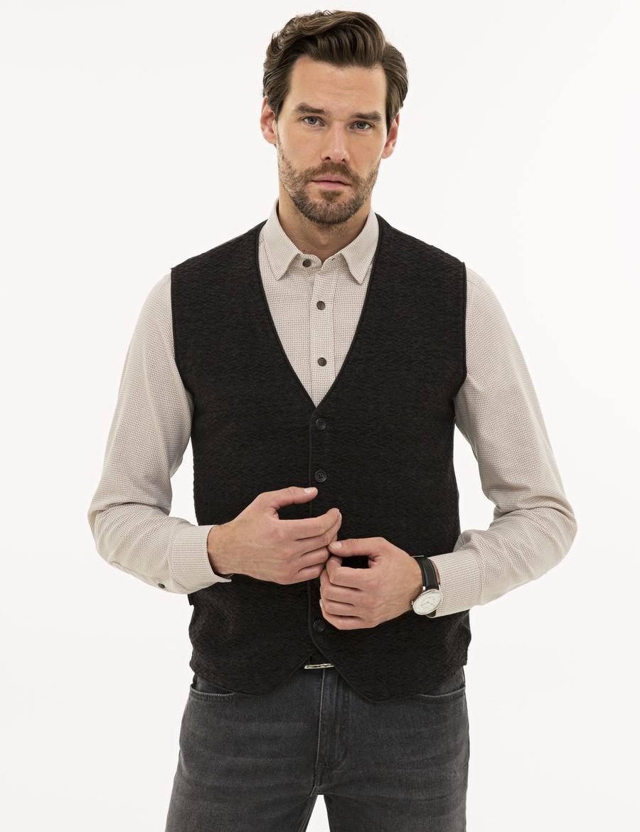 Antrasit Melanj Triko Yelek