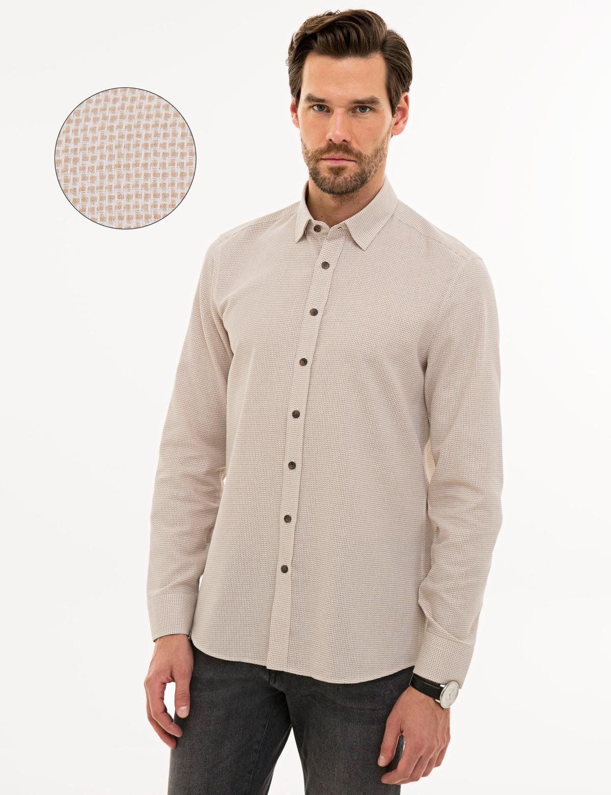 Açık Kahverengi Slim Fit Gömlek