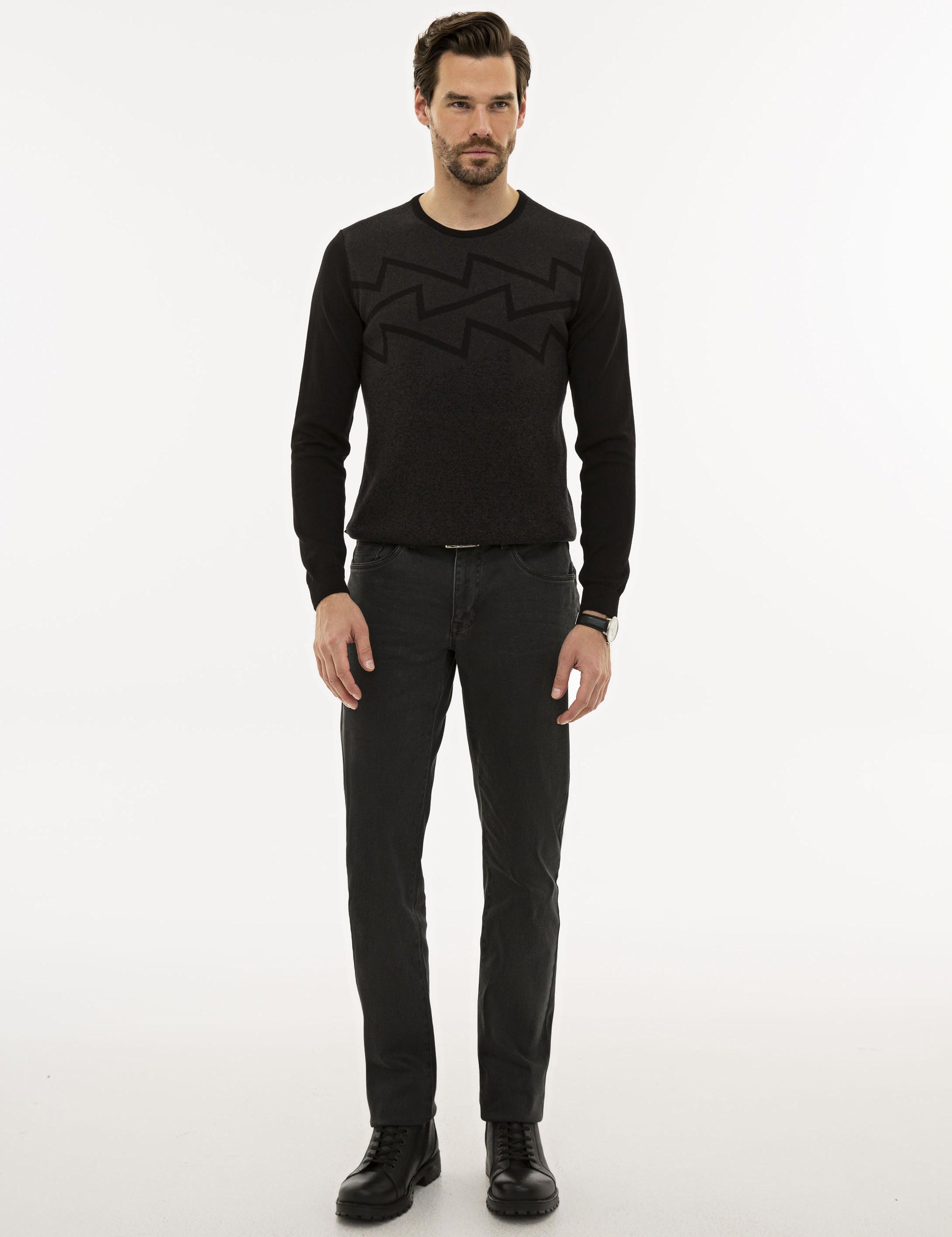 Siyah Slim Fit Triko Kazak