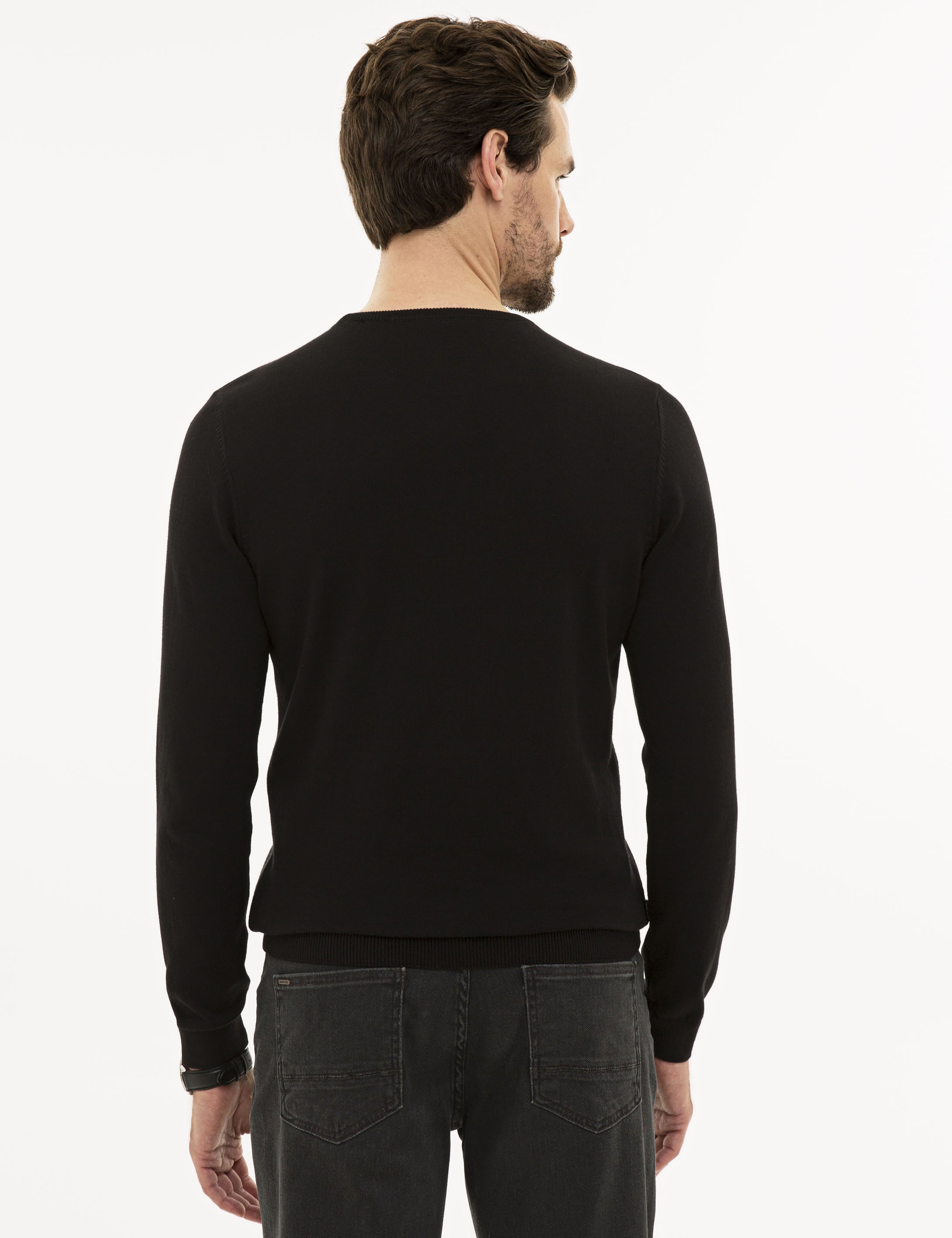 Siyah Slim Fit Triko Kazak