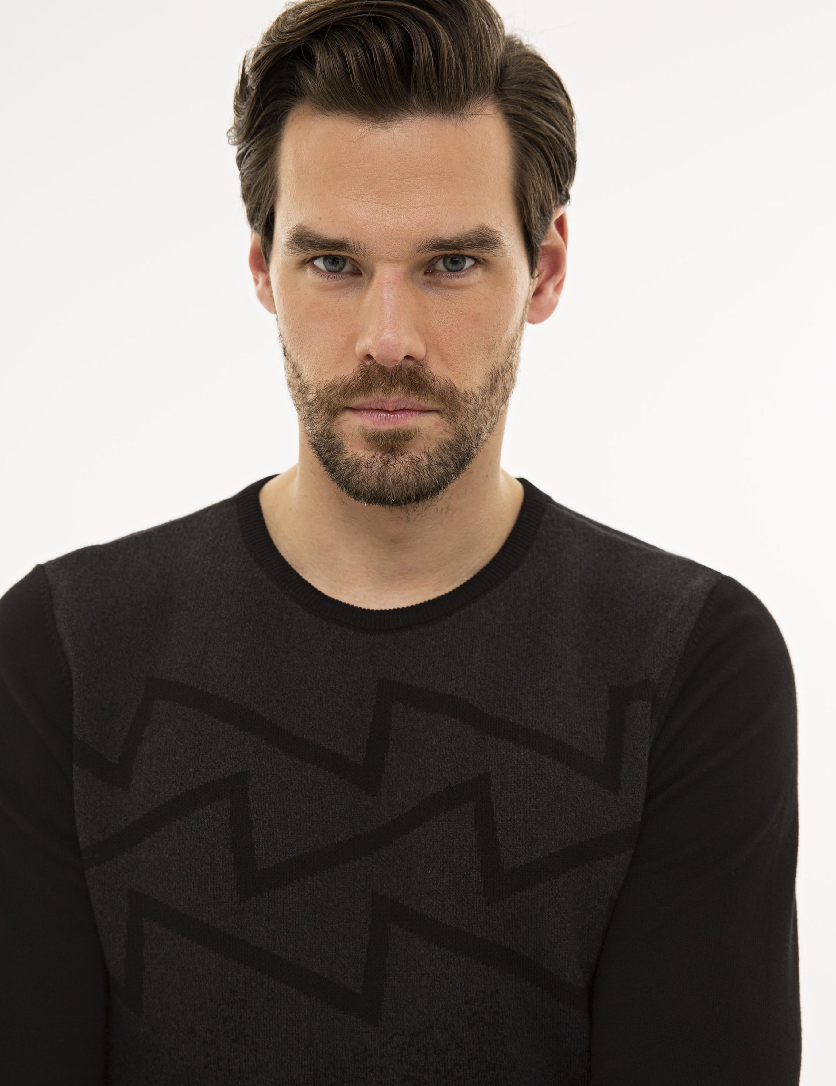 Siyah Slim Fit Triko Kazak