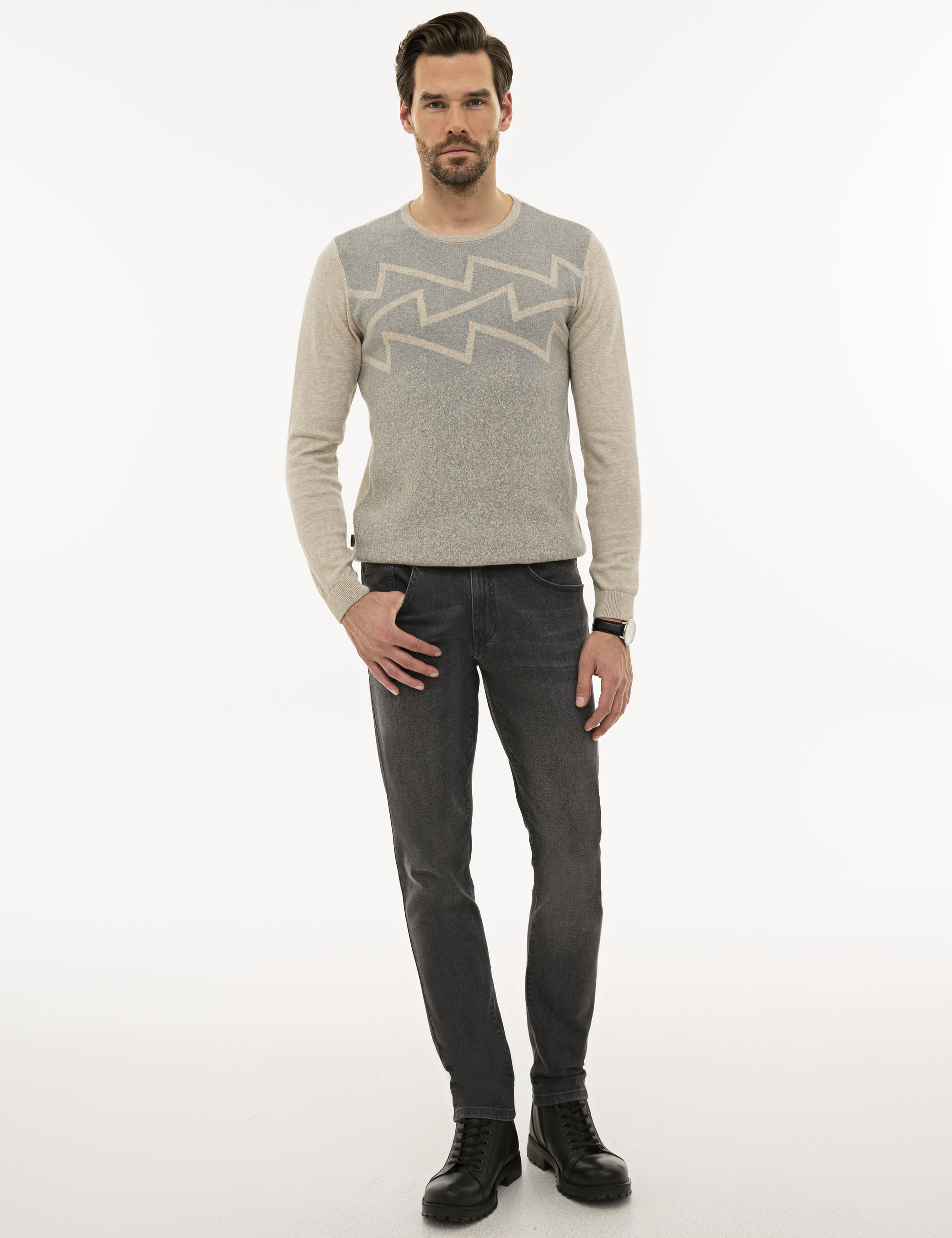 Kum Melanj Slim Fit Triko Kazak - Image 5