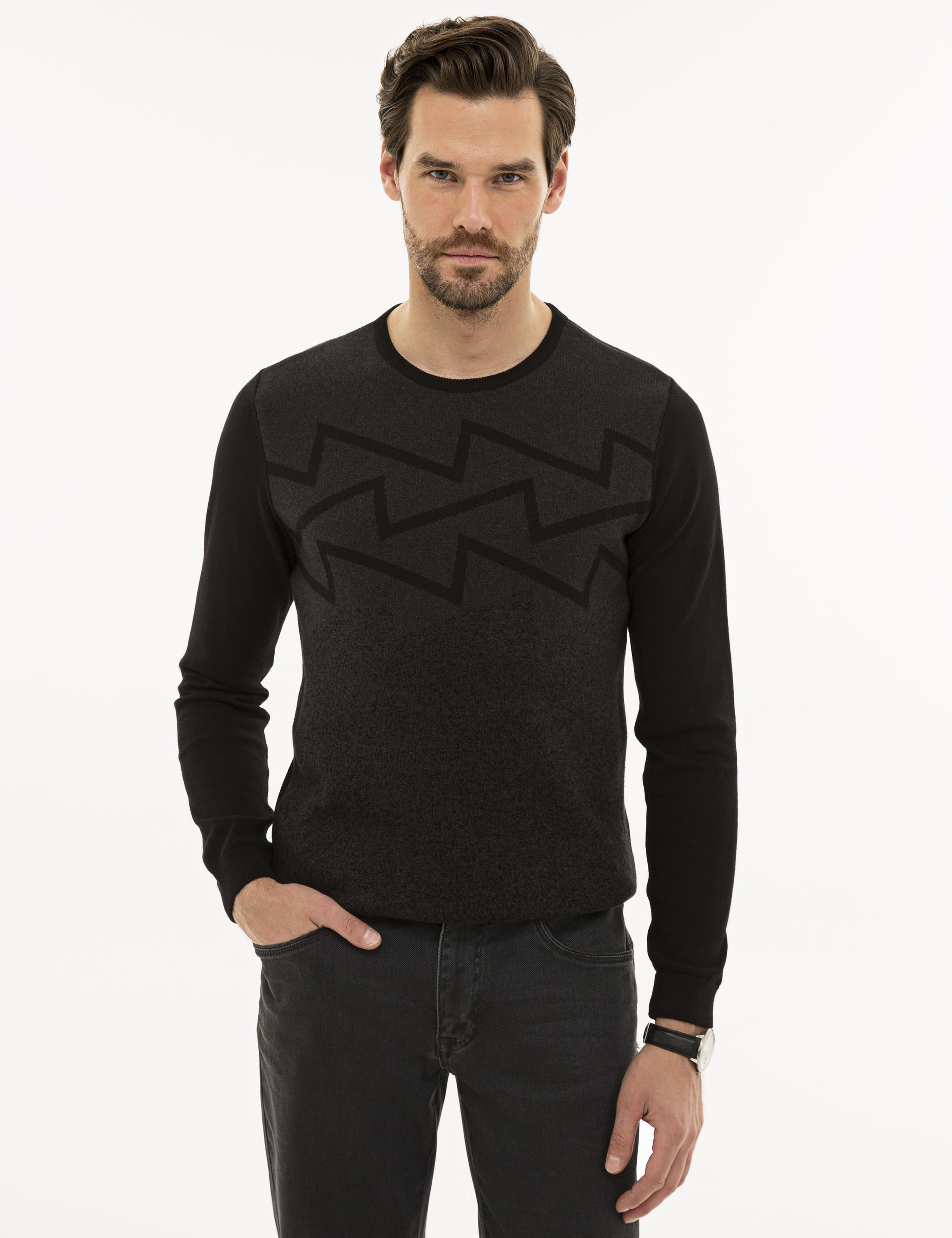 Siyah Slim Fit Triko Kazak