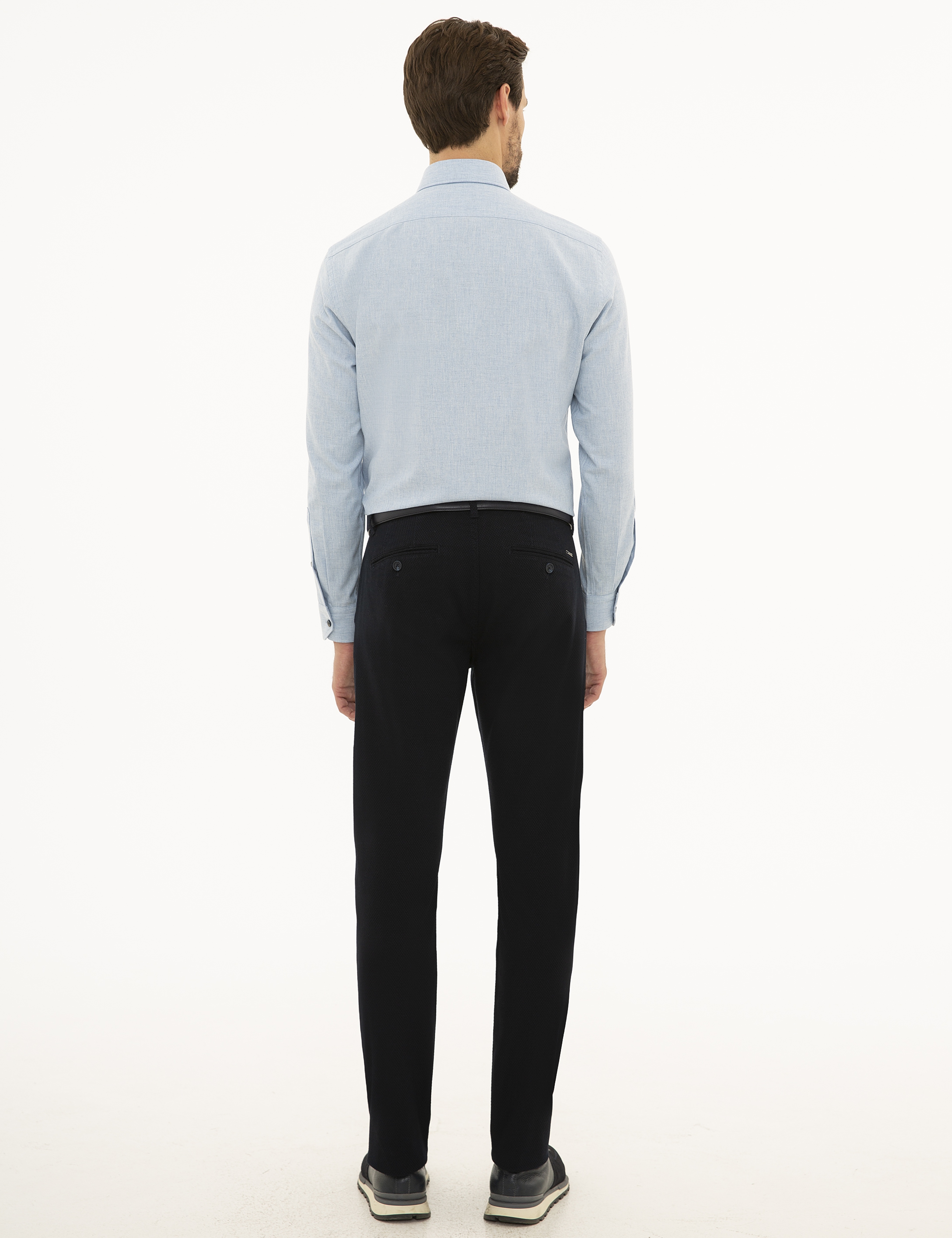 Lacivert Slim Fit Kanvas Pantolon