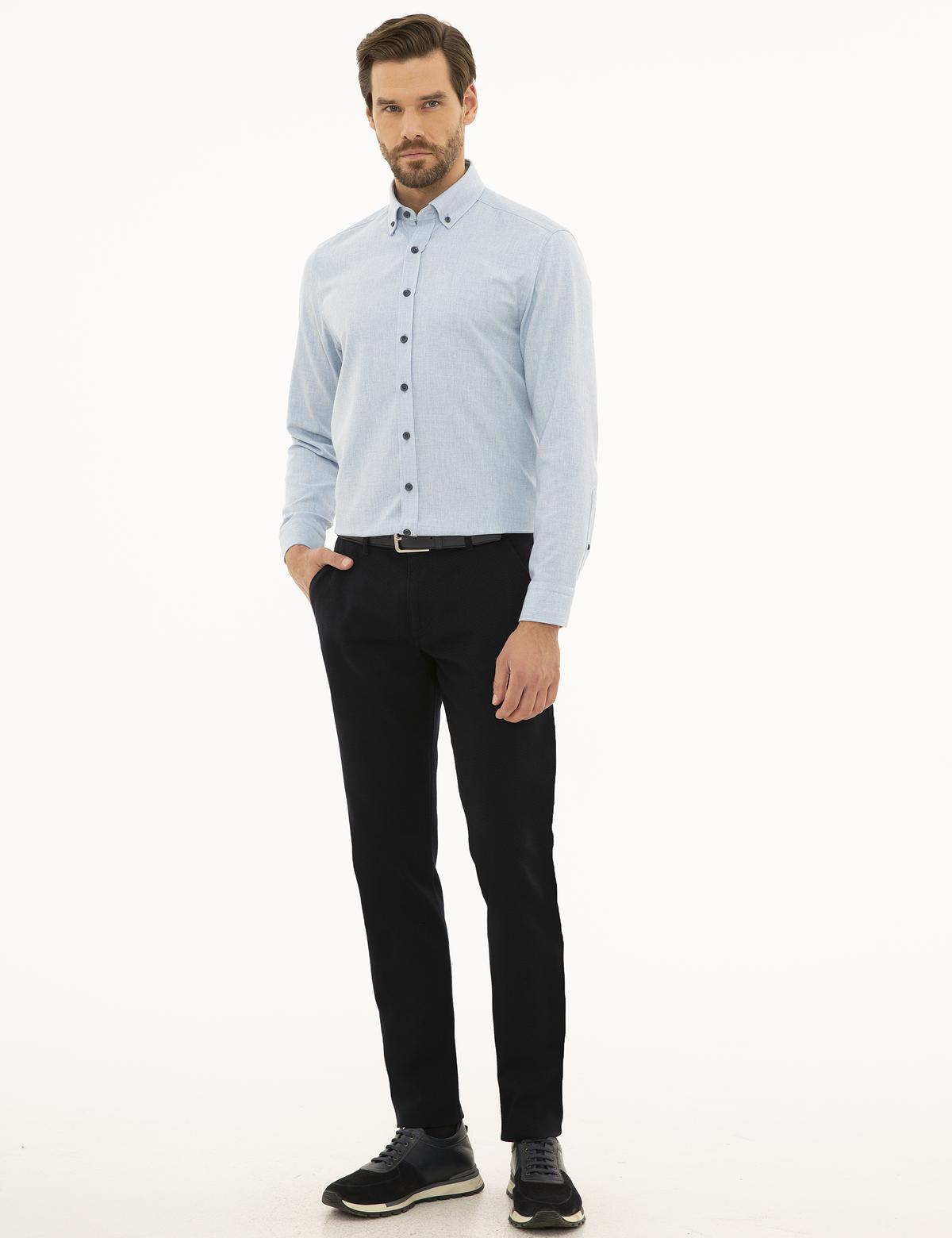 Lacivert Slim Fit Kanvas Pantolon