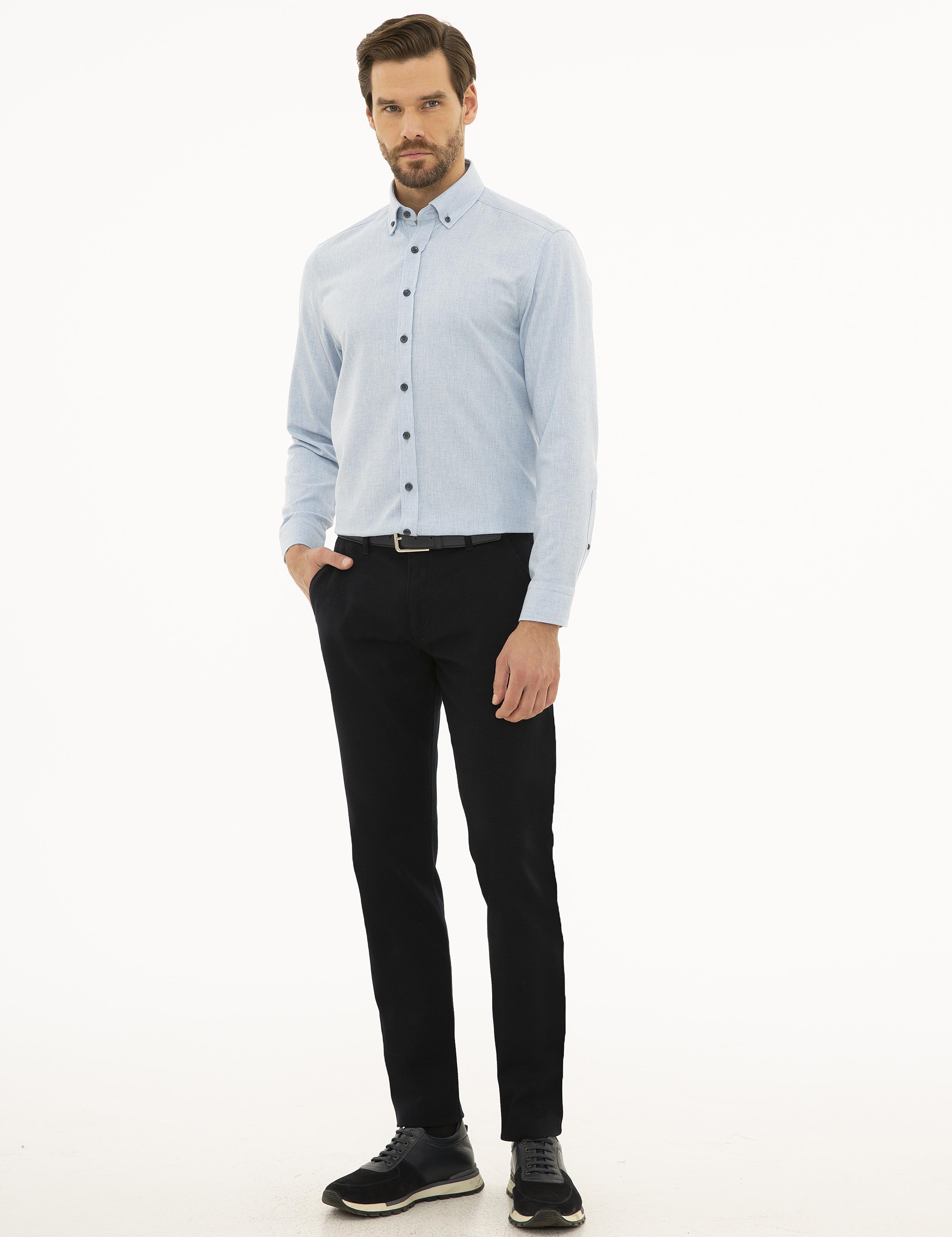 Lacivert Slim Fit Kanvas Pantolon