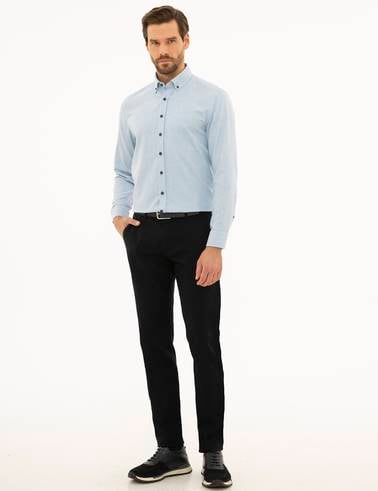 Lacivert Slim Fit Kanvas Pantolon