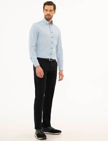 Lacivert Slim Fit Kanvas Pantolon