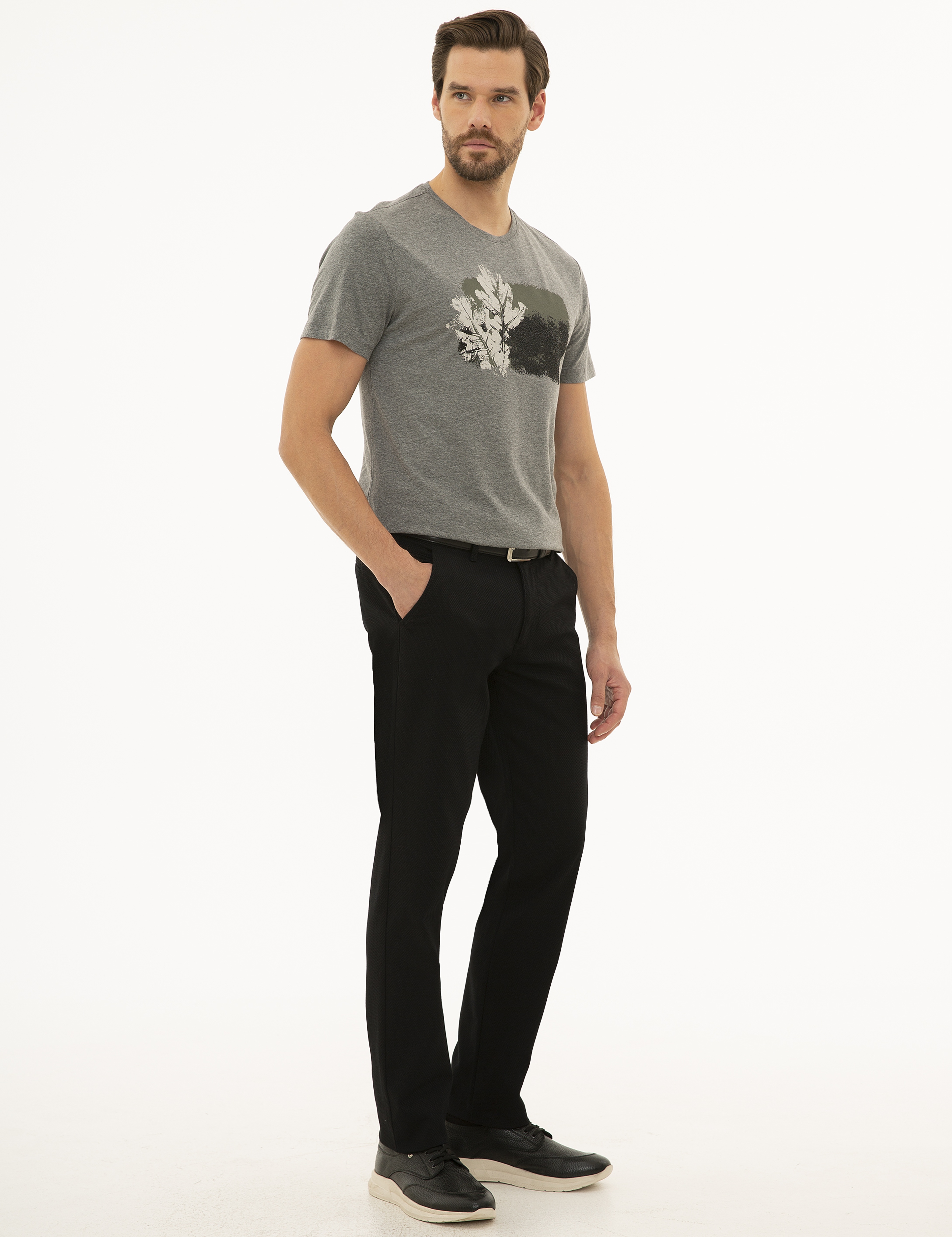 Siyah Slim Fit Chino Pantolon - Image 2