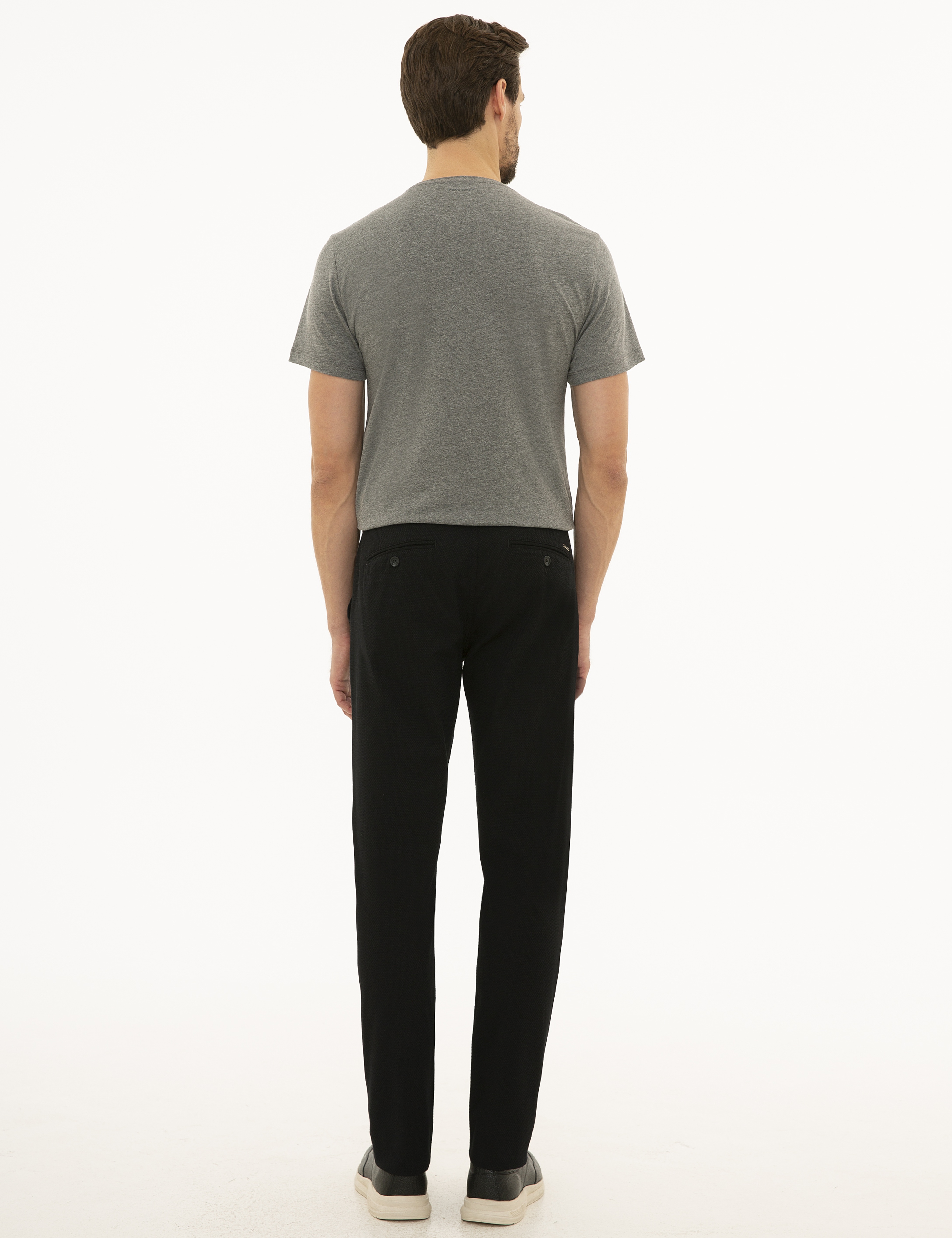 Siyah Slim Fit Chino Pantolon - Image 3
