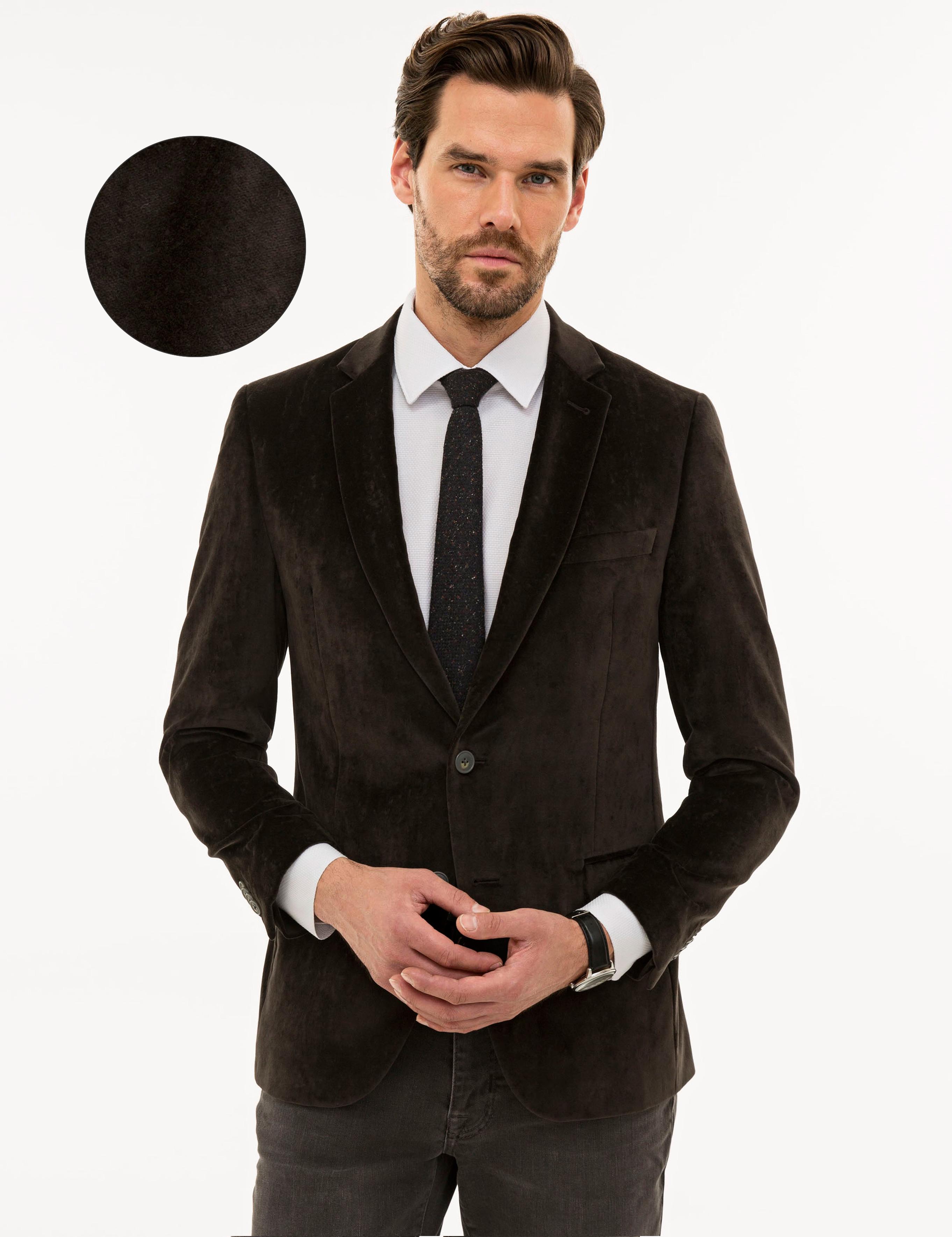 Kahverengi Eksta Slim Fit Ceket