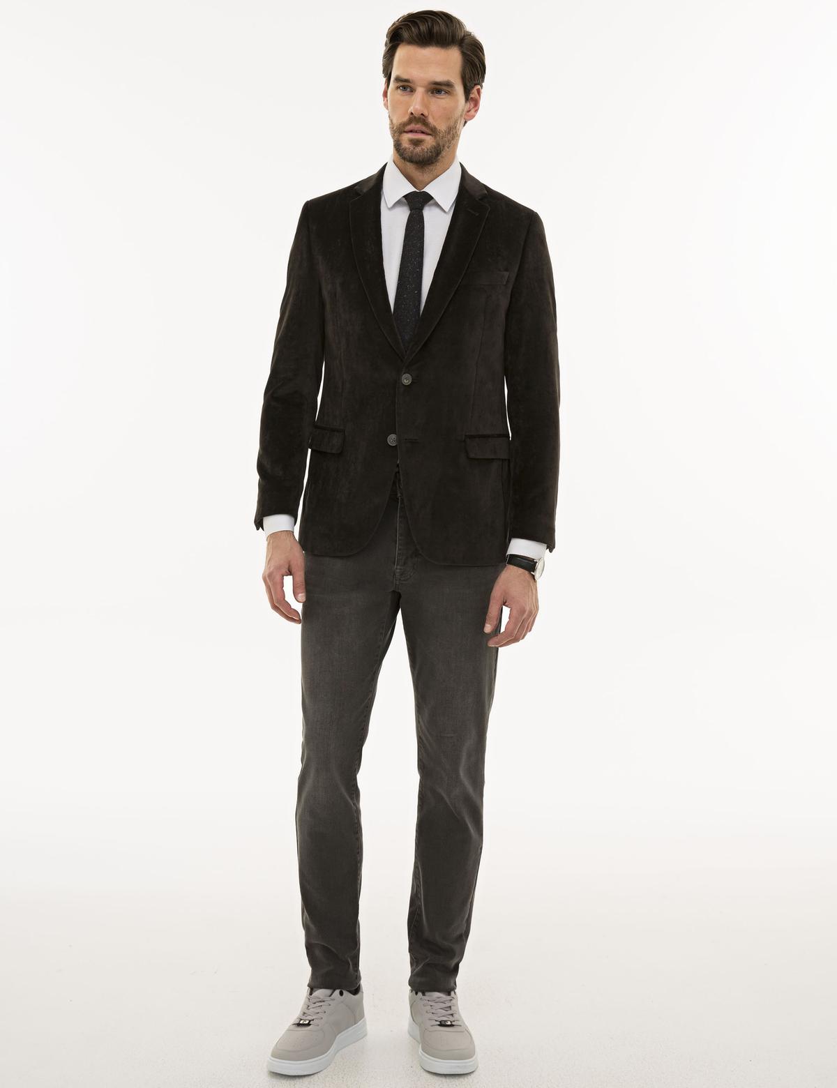 Kahverengi Eksta Slim Fit Ceket - 50208863077